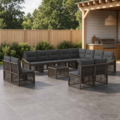 Gartensofa-set 13 stk. Grau Poly-Rattan