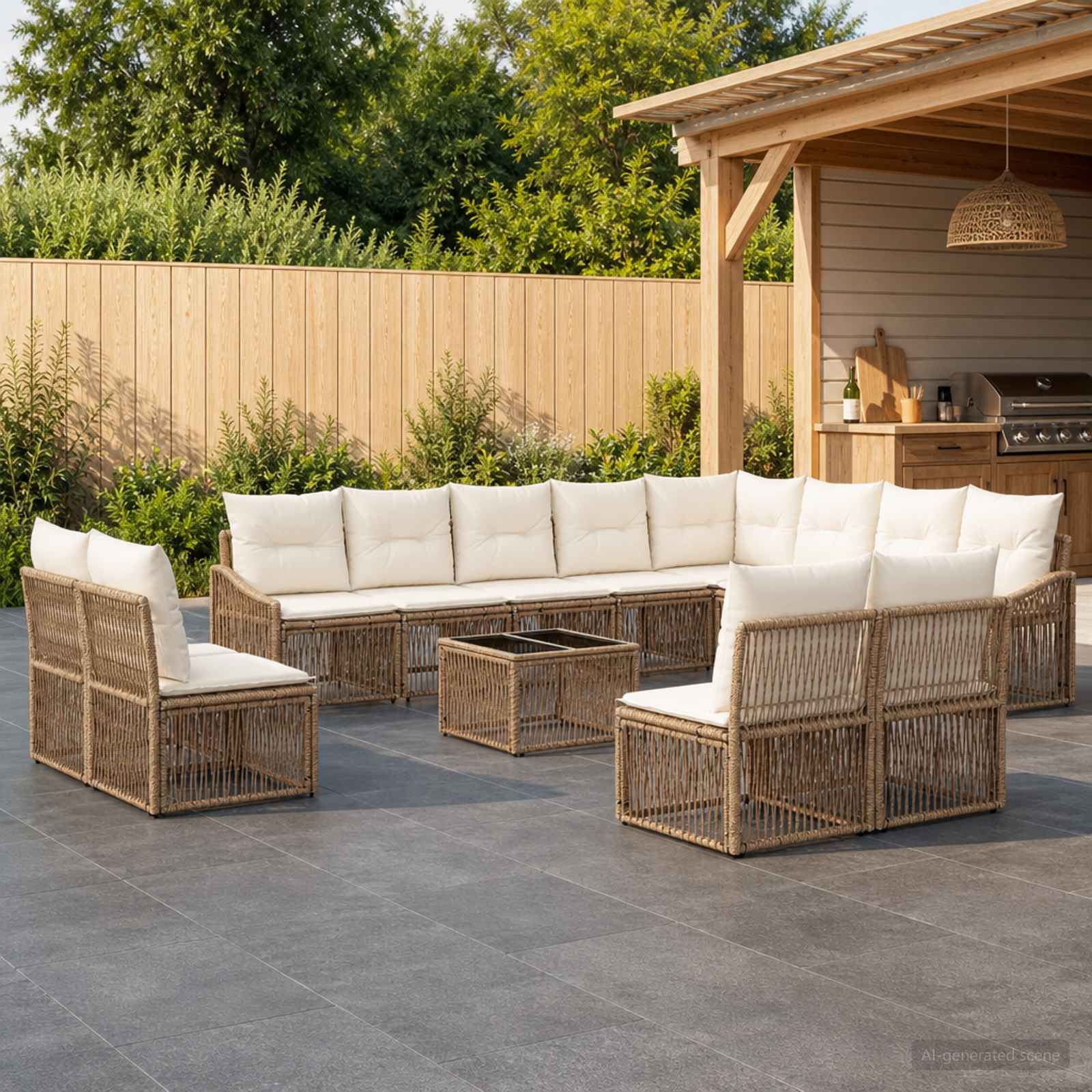 Gartensofa-set 13 pcs Beige Poly-Rattan