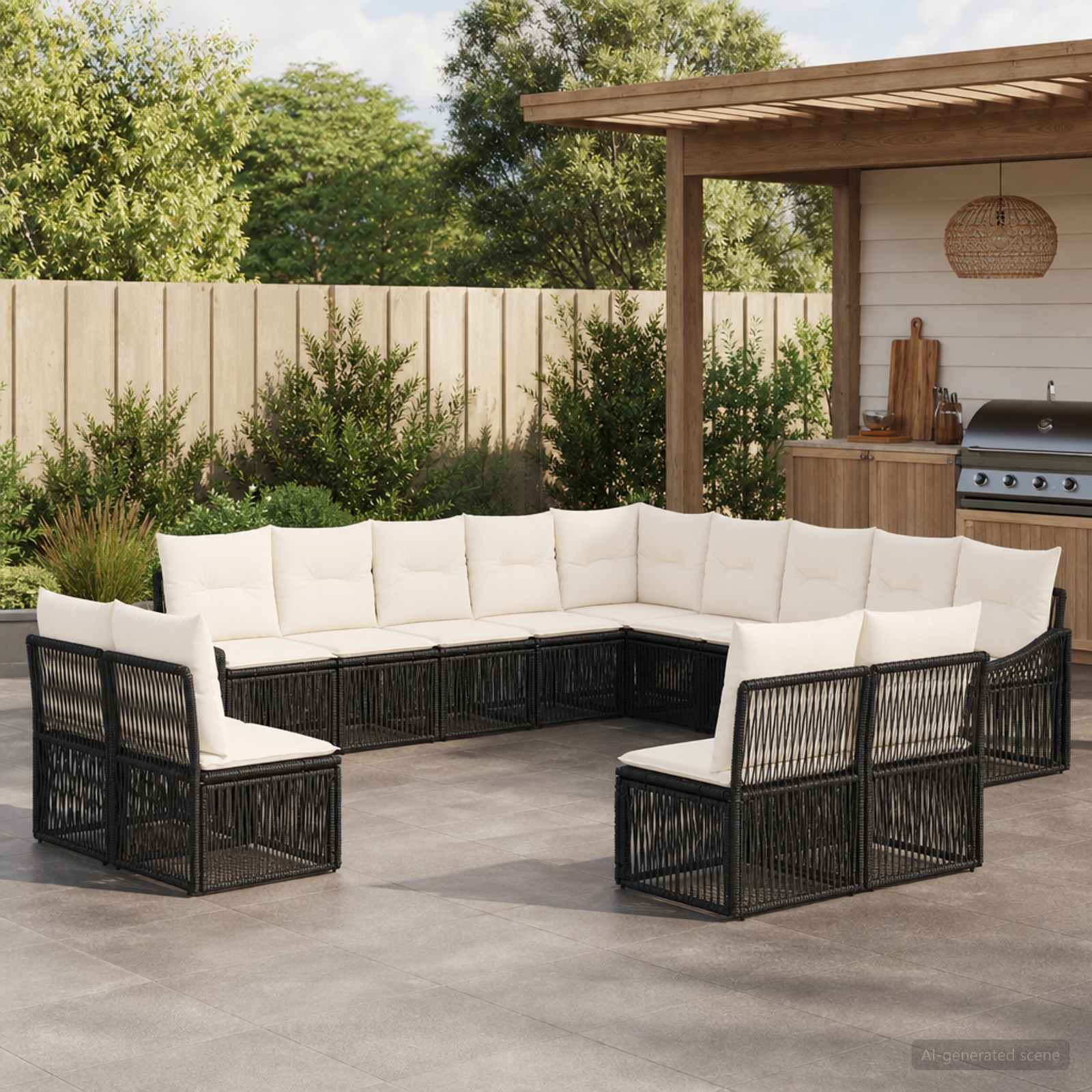 Gartensofa-set 13 pcs Schwarz Poly-Rattan