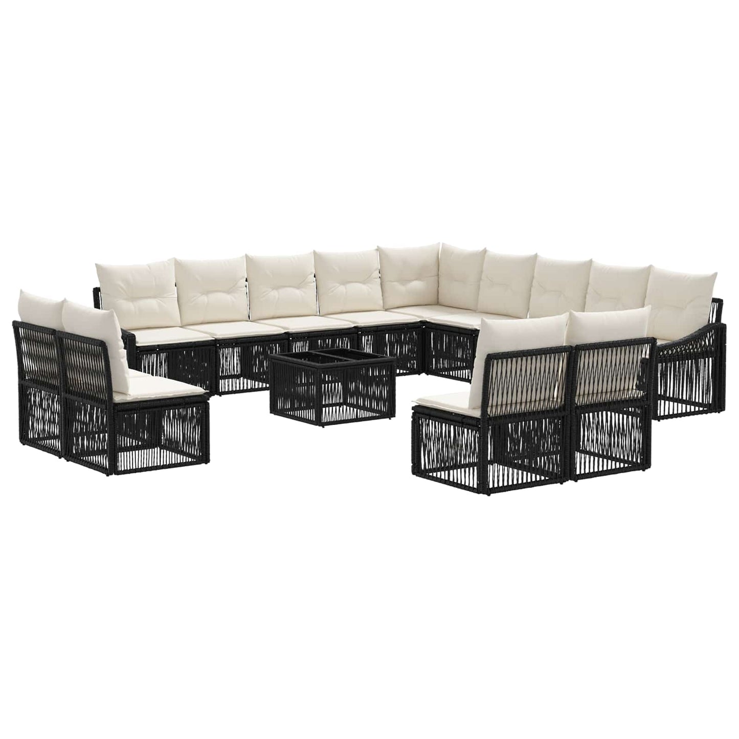 Gartensofa-set 14 pcs Schwarz Poly-Rattan