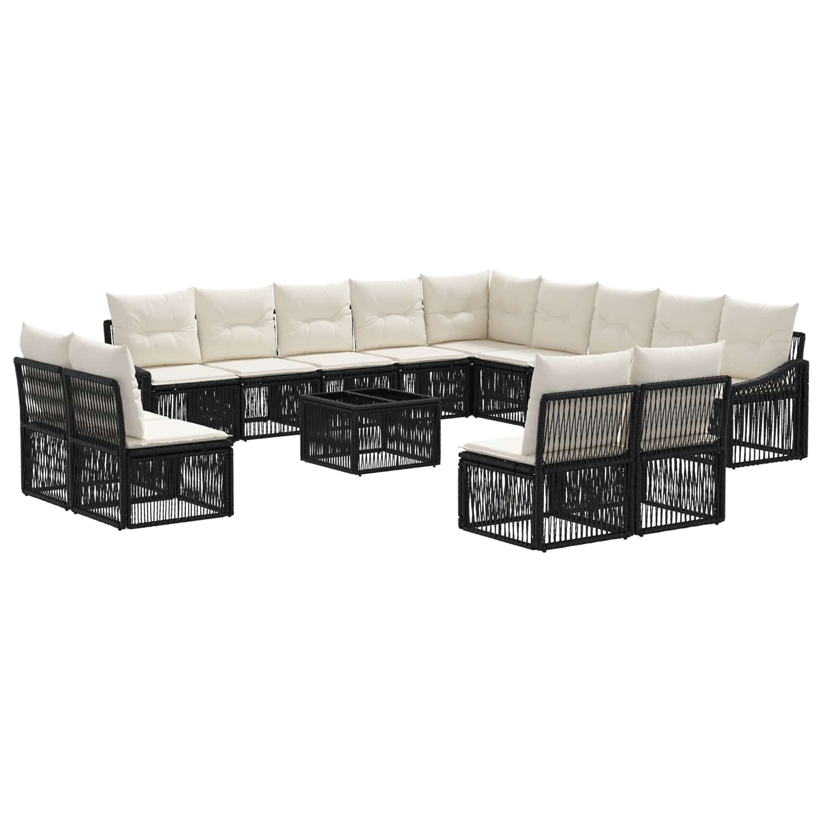 Gartensofa-set 14 pcs Schwarz Poly-Rattan