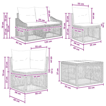 Gartensofa-set 14 stk. Schwarz Poly-Rattan