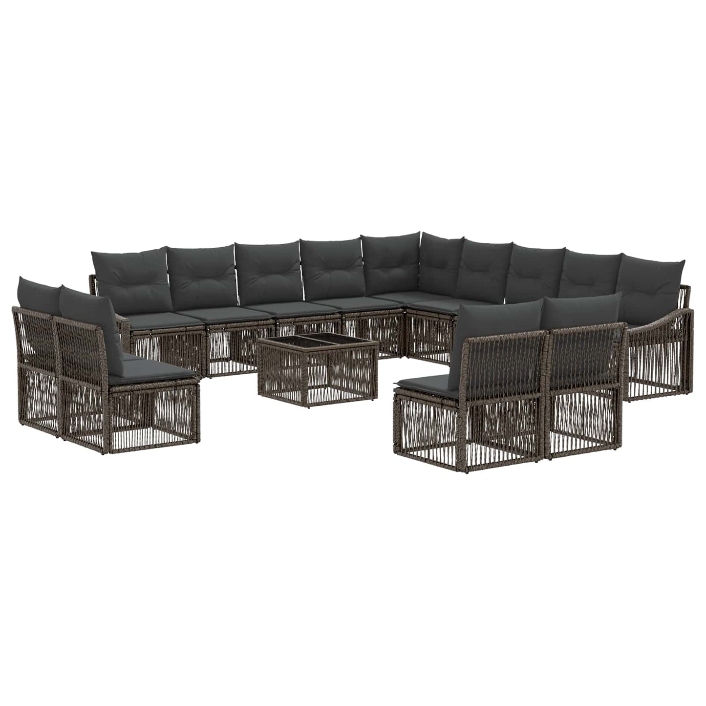 Gartensofa-set 14 stk. Grau Poly-Rattan