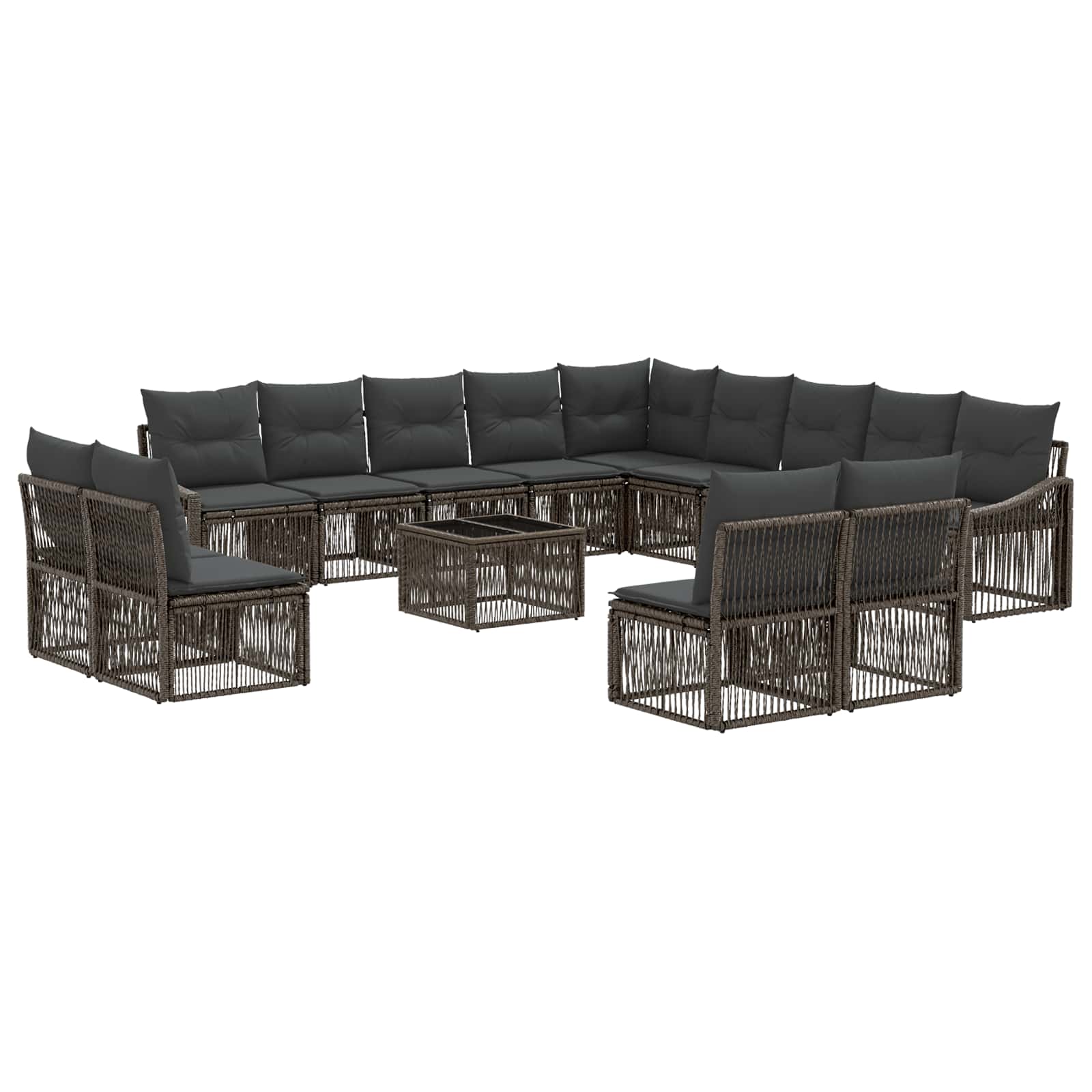 Gartensofa-set 14 stk. Grau Poly-Rattan