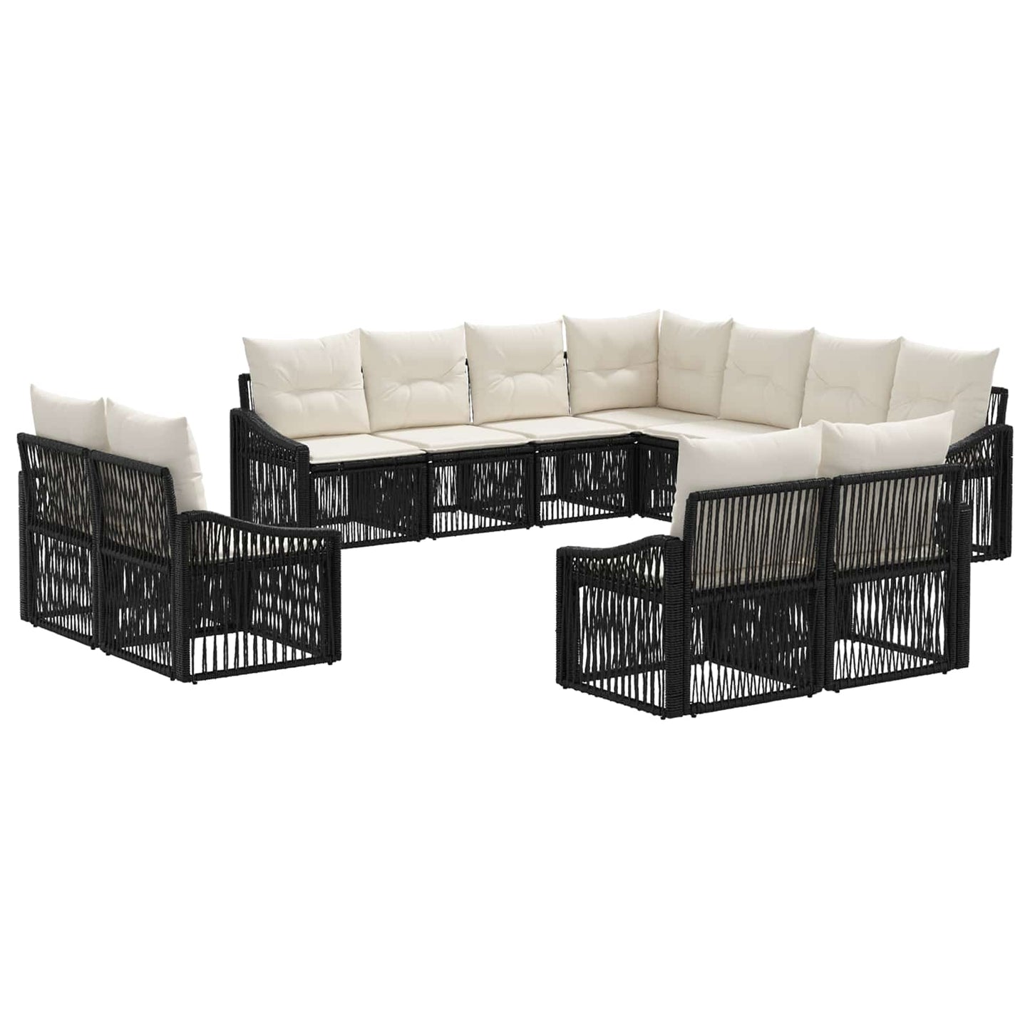 Gartensofa-set 11 pcs Schwarz Poly-Rattan