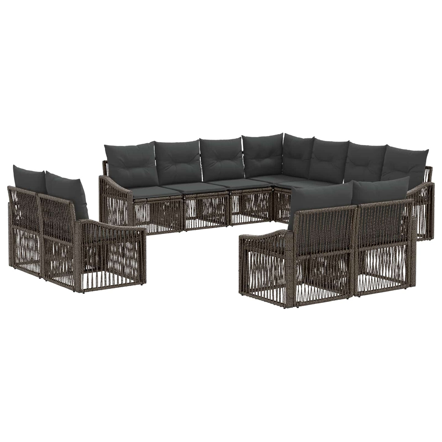 Gartensofa-set 11 pcs Grau Poly-Rattan