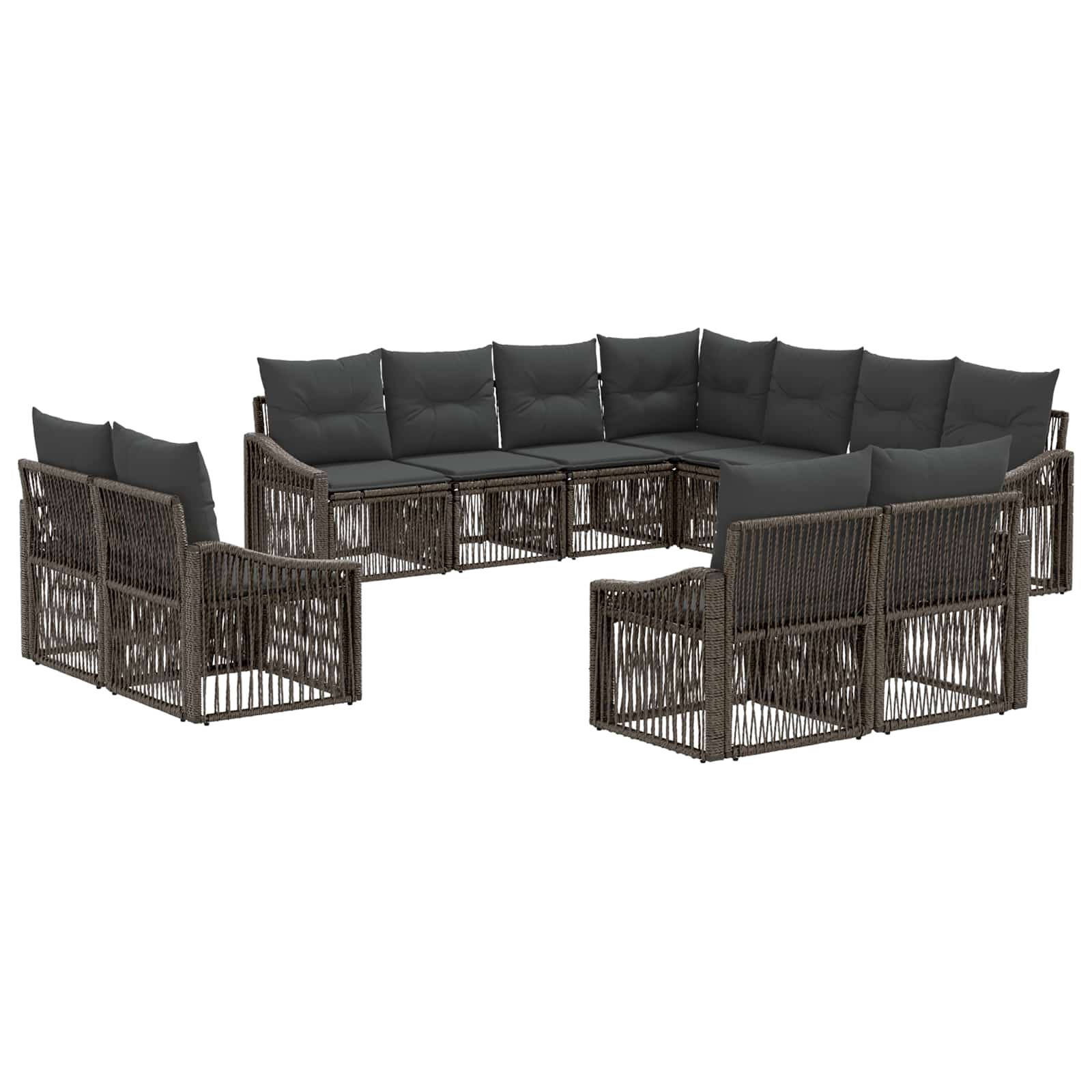 Gartensofa-set 11 pcs Grau Poly-Rattan