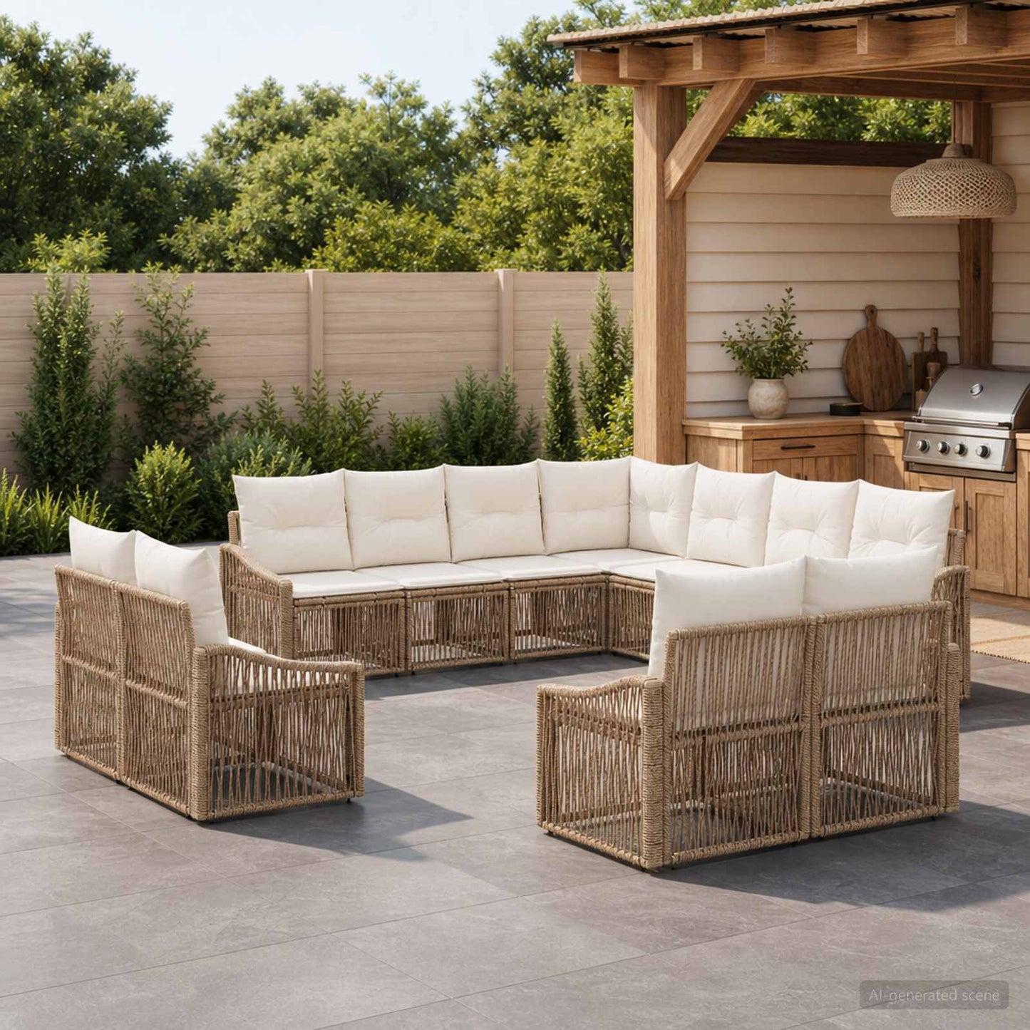 Gartensofa-set 11 pcs Beige Poly-Rattan