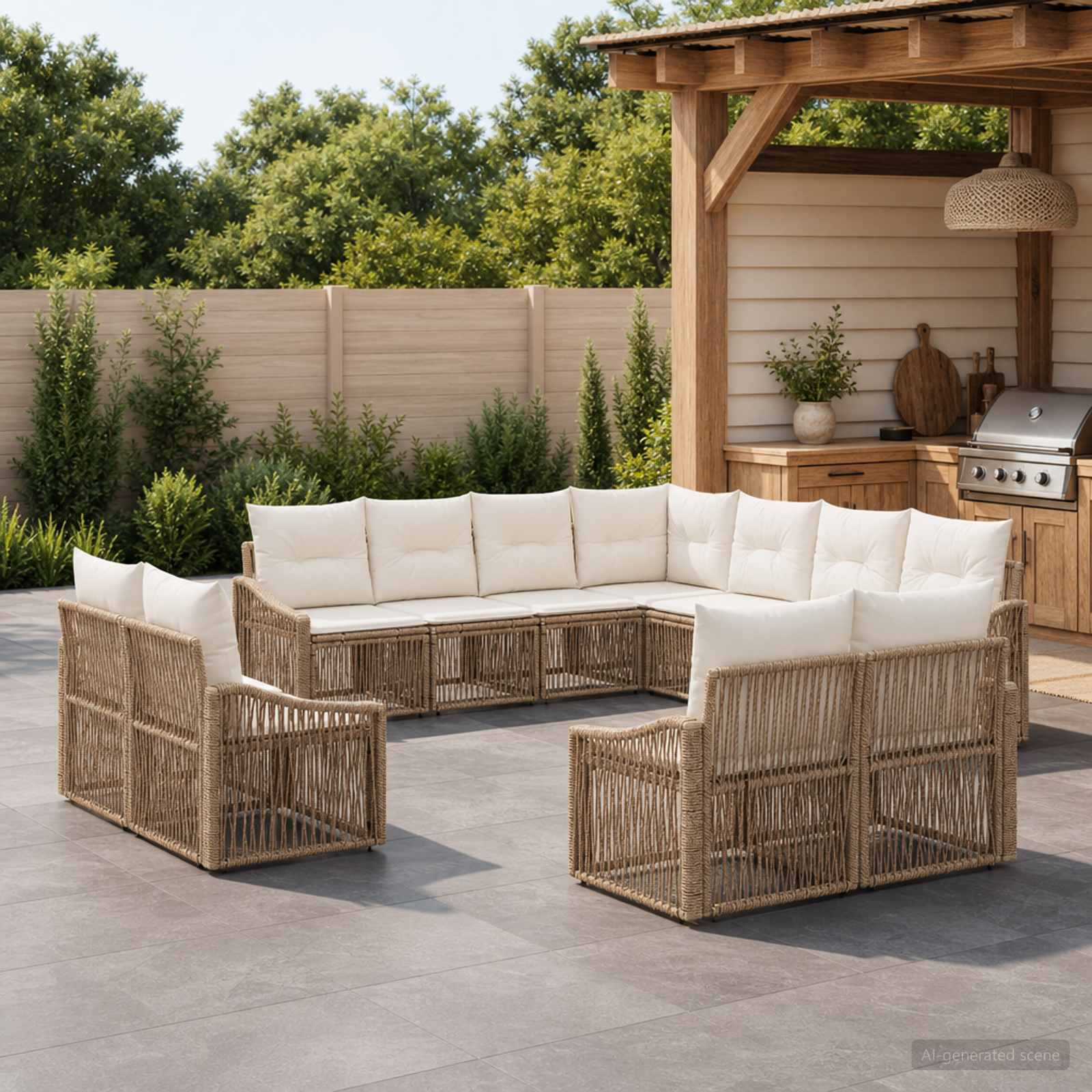 Gartensofa-set 11 pcs Beige Poly-Rattan