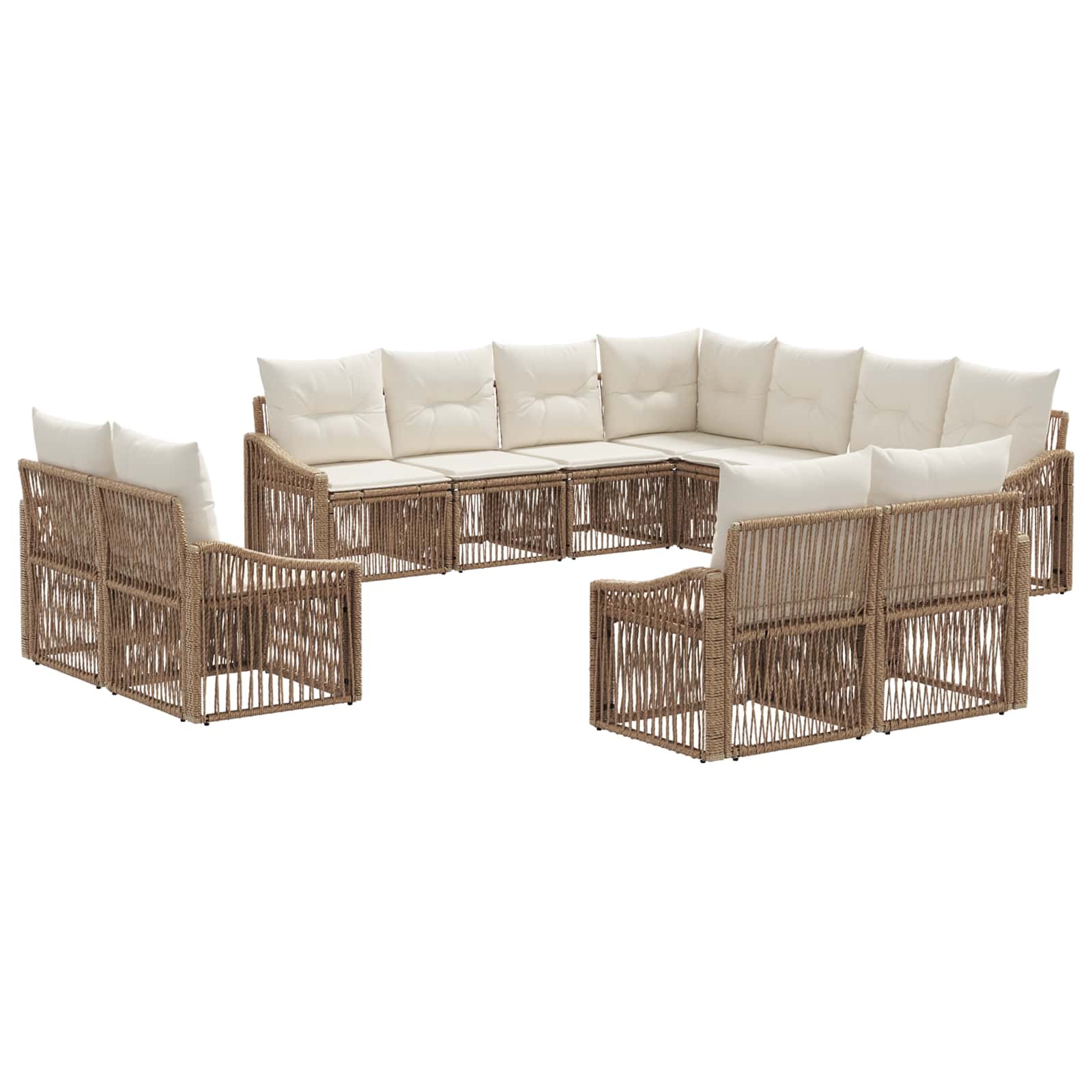 Gartensofa-set 11 pcs Beige Poly-Rattan