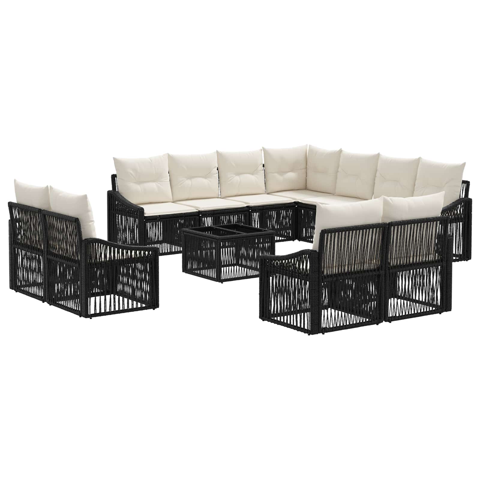 Gartensofa-set 12 pcs Schwarz Poly-Rattan