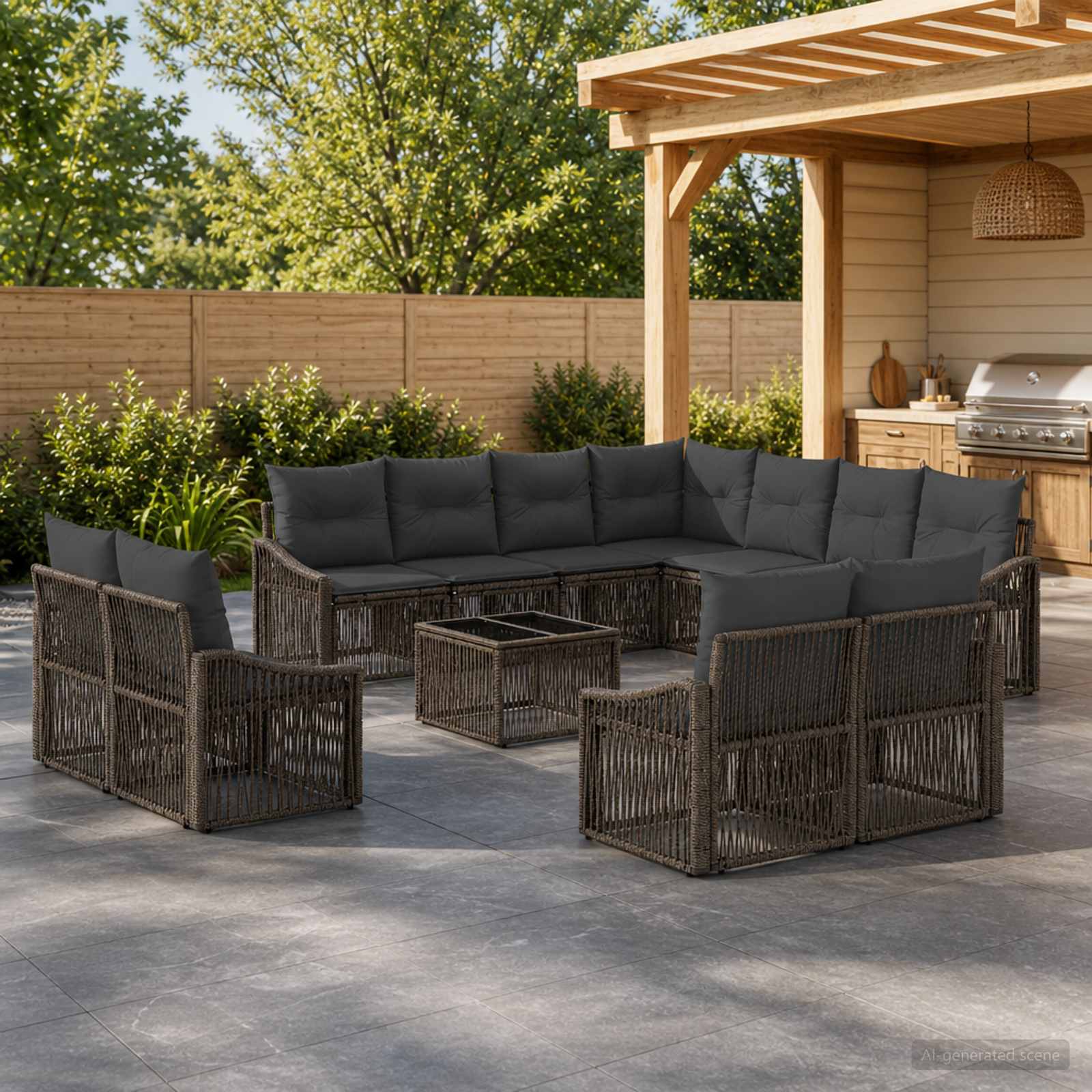 Gartensofa-set 12 stk. Grau Poly-Rattan