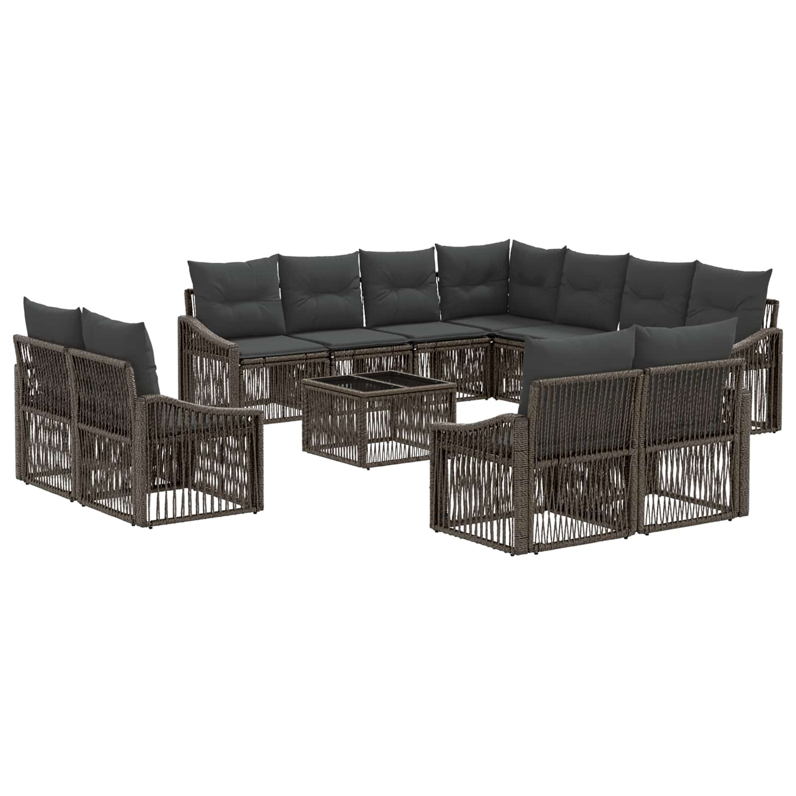 Gartensofa-set 12 stk. Grau Poly-Rattan