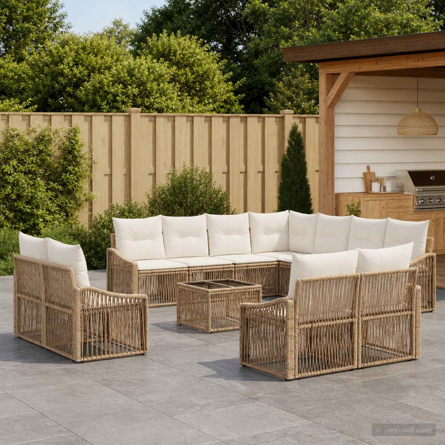 Gartensofa-set 12 pcs Beige Poly-Rattan