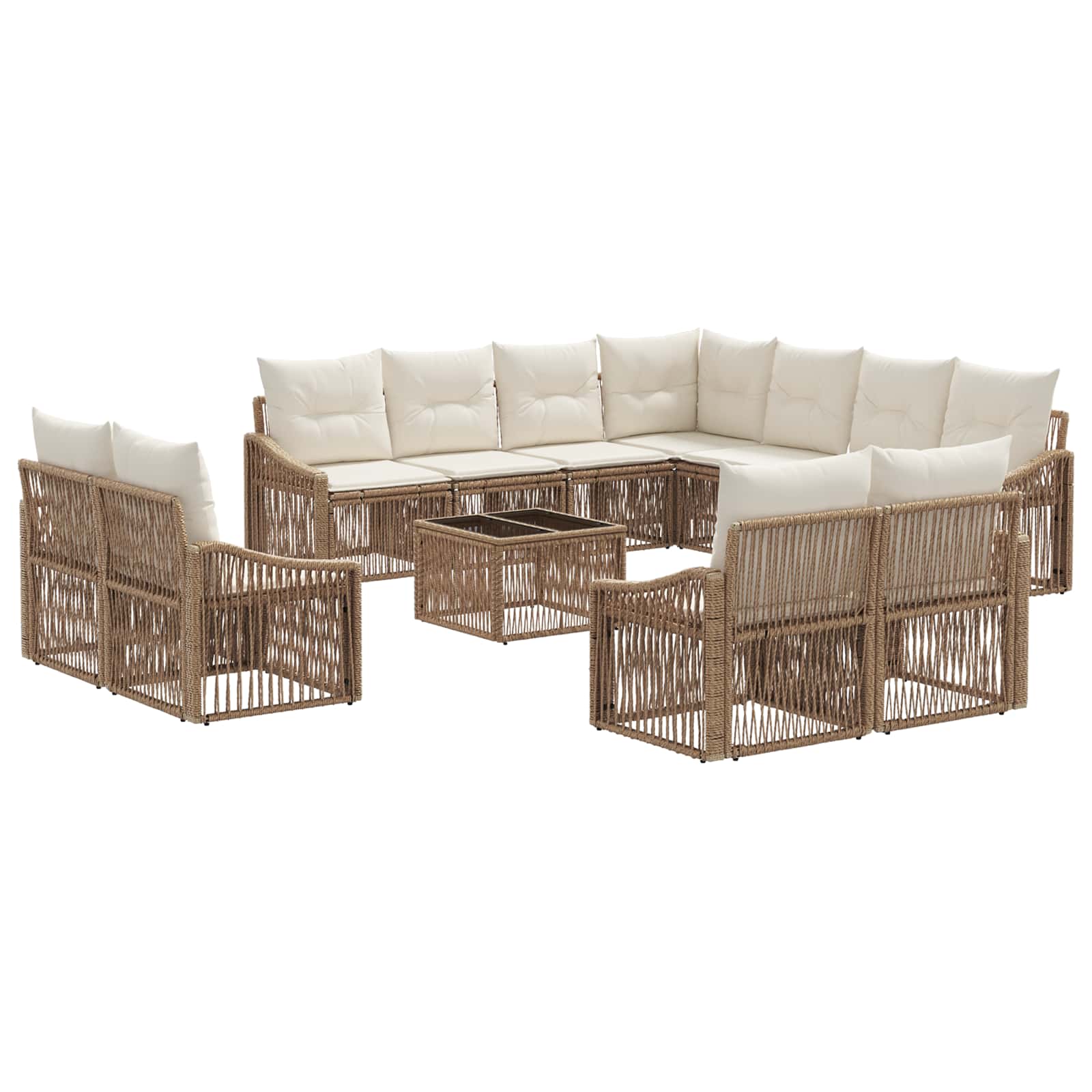 Gartensofa-set 12 pcs Beige Poly-Rattan