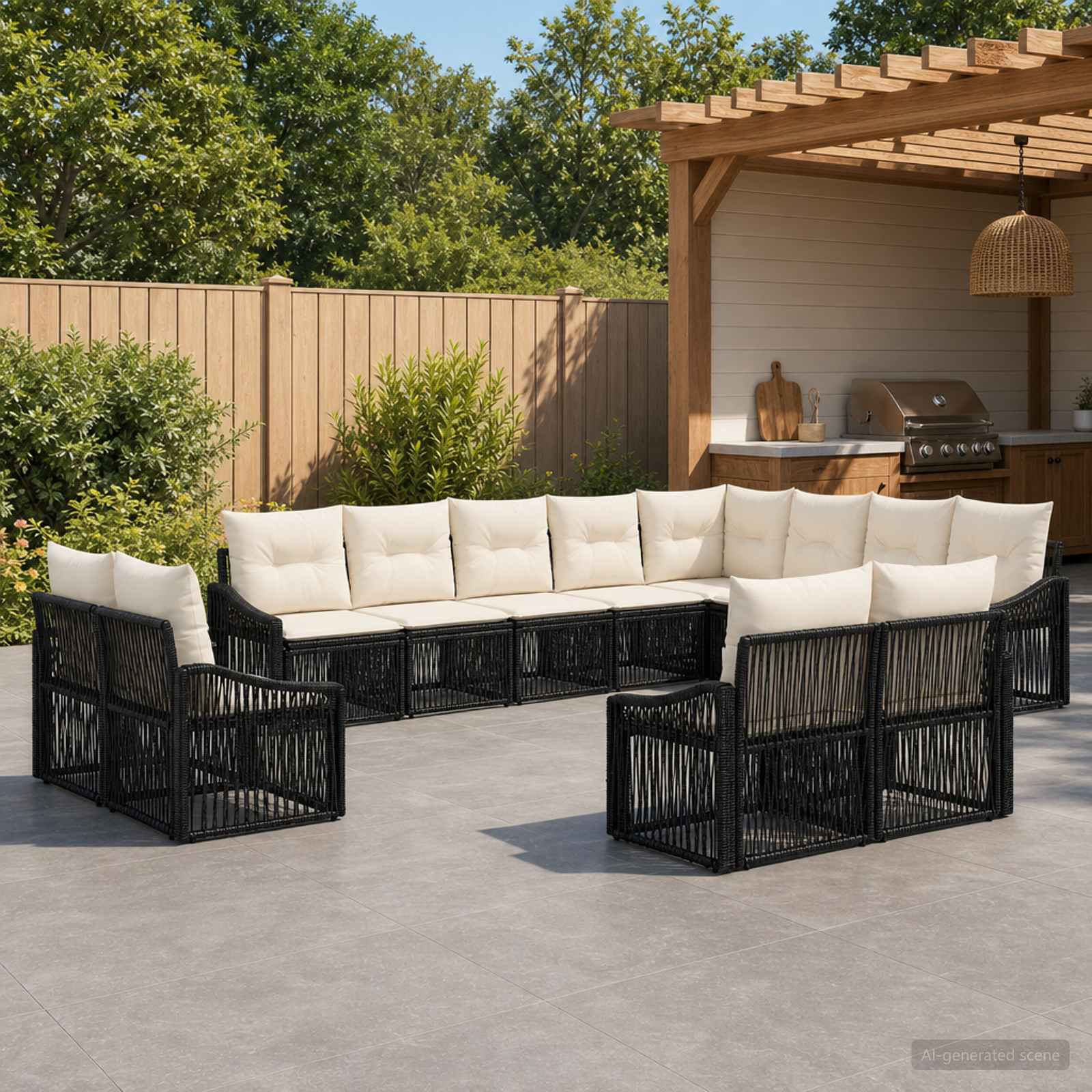 Gartensofa-set 12 pcs Schwarz Poly-Rattan