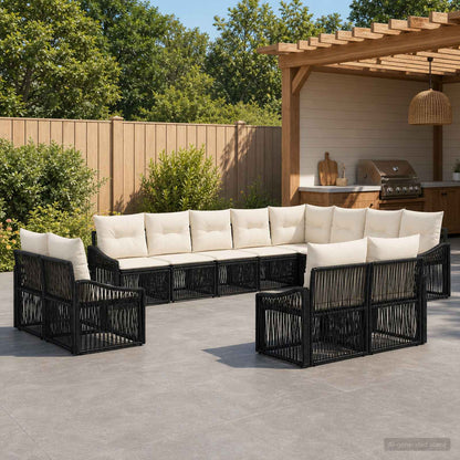 Gartensofa-set 12 stk. Schwarz Poly-Rattan