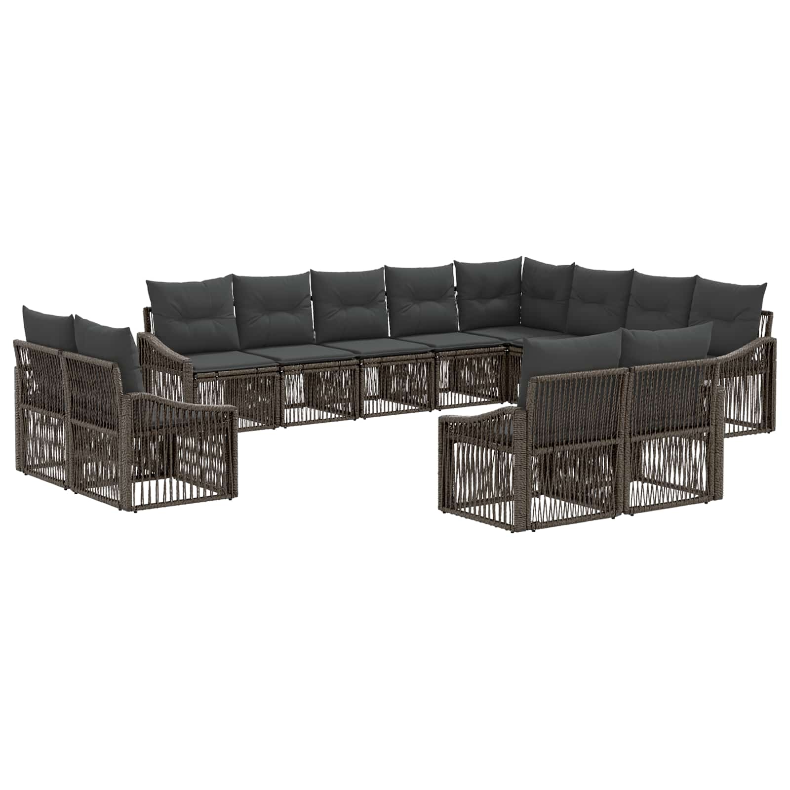 Gartensofa-set 12 pcs Grau Poly-Rattan