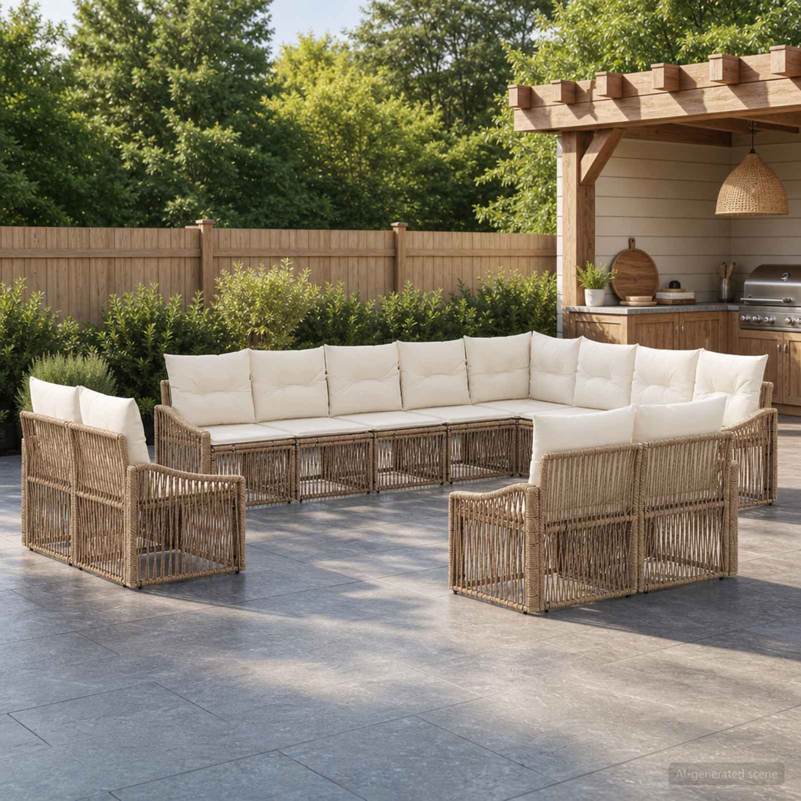 Gartensofa-set 12 pcs Beige Poly-Rattan