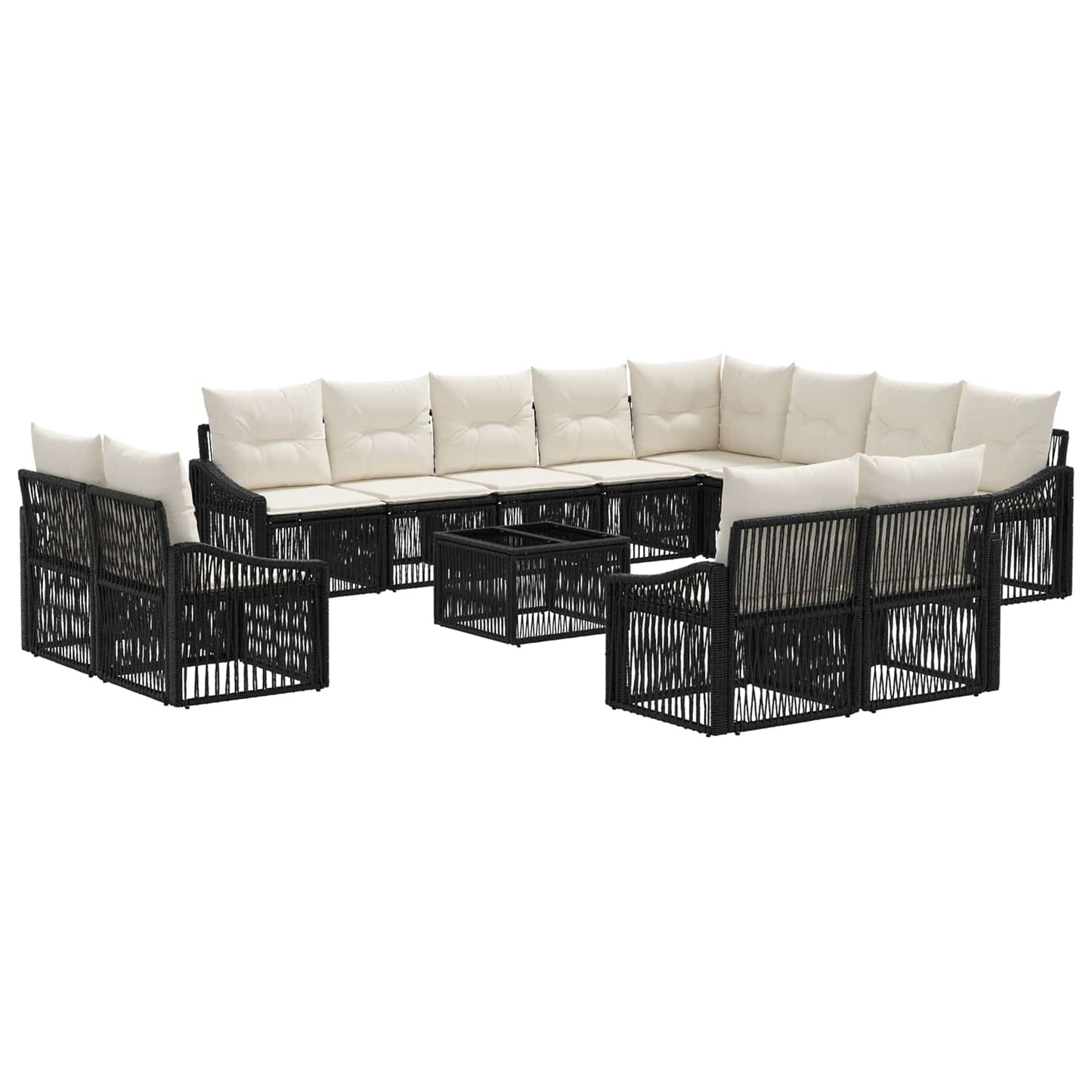 Gartensofa-set 13 pcs Schwarz Poly-Rattan
