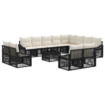 Gartensofa-set 13 stk. Schwarz Poly-Rattan