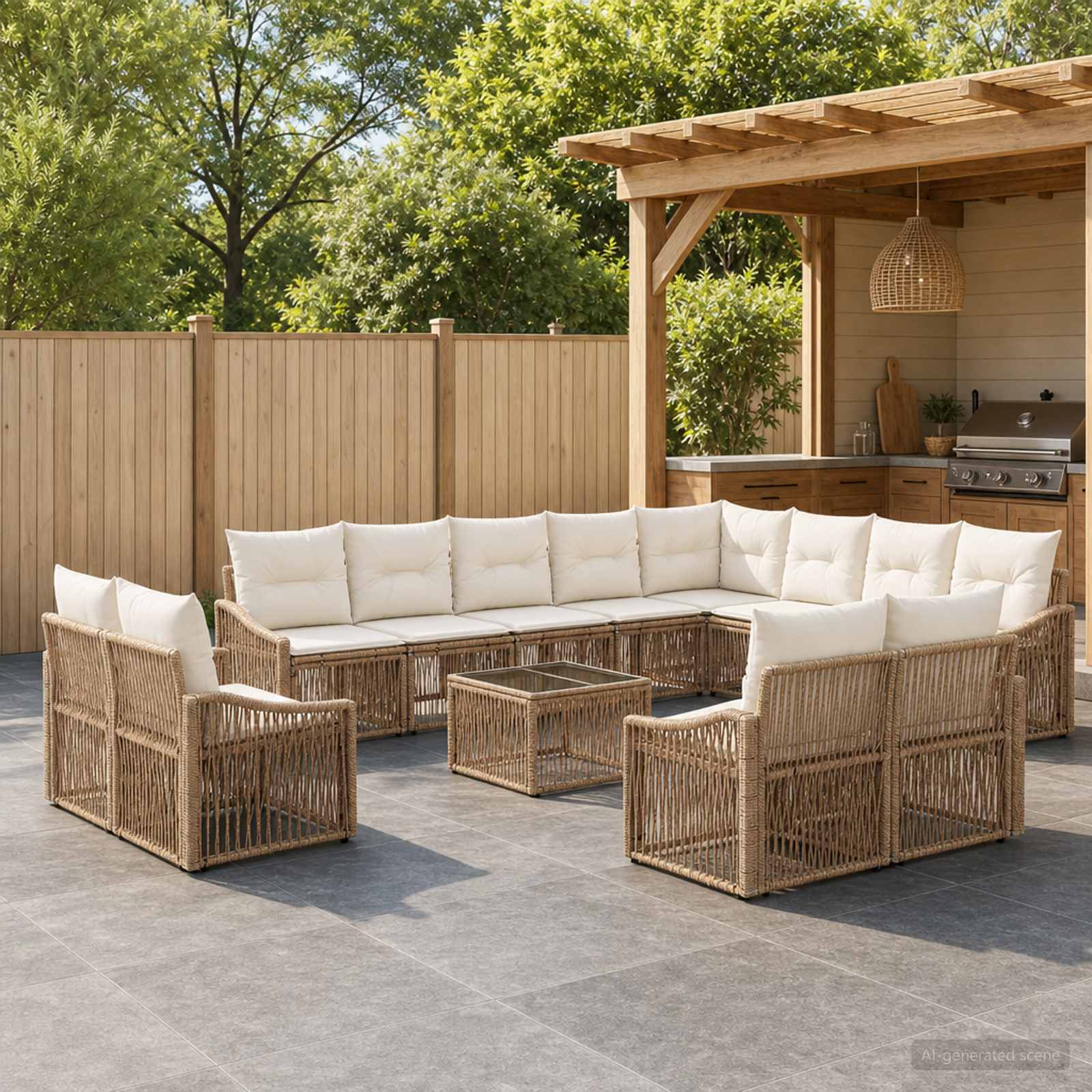 Gartensofa-set 13 pcs Beige Poly-Rattan