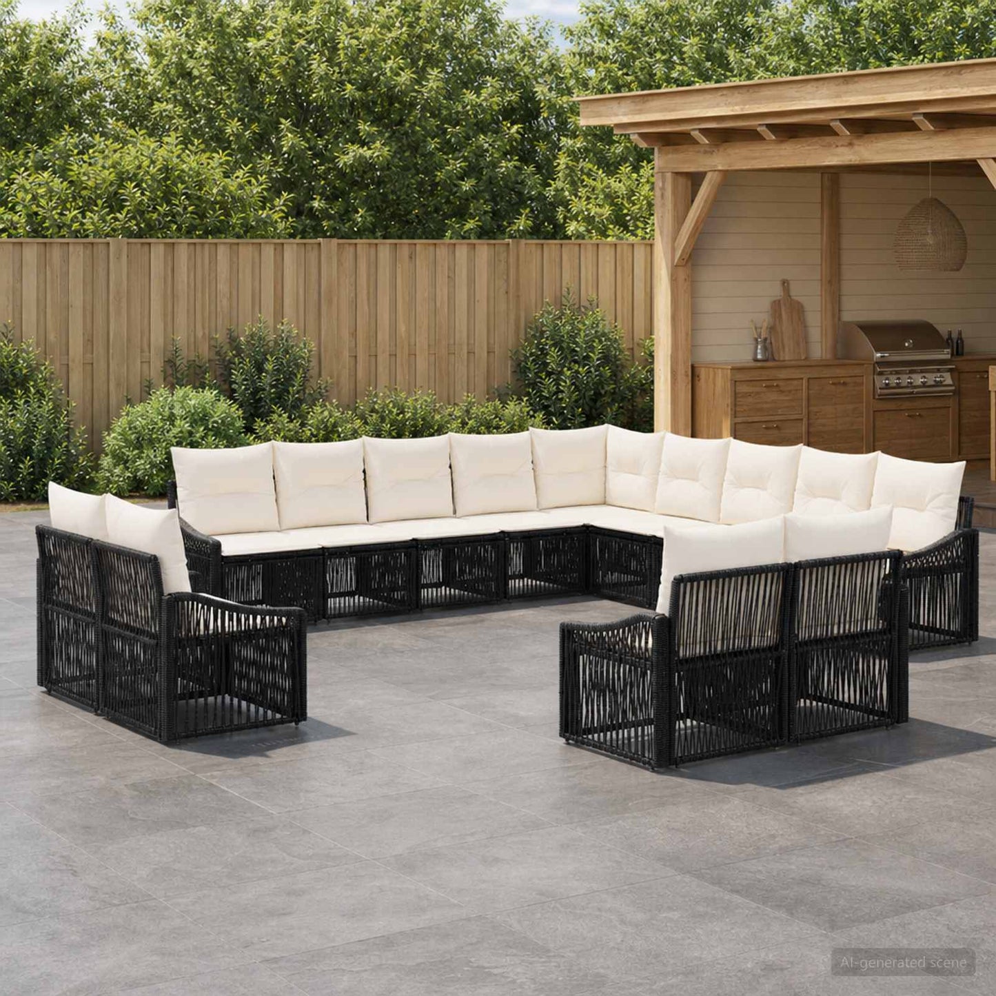 Gartensofa-set 13 pcs Schwarz Poly-Rattan