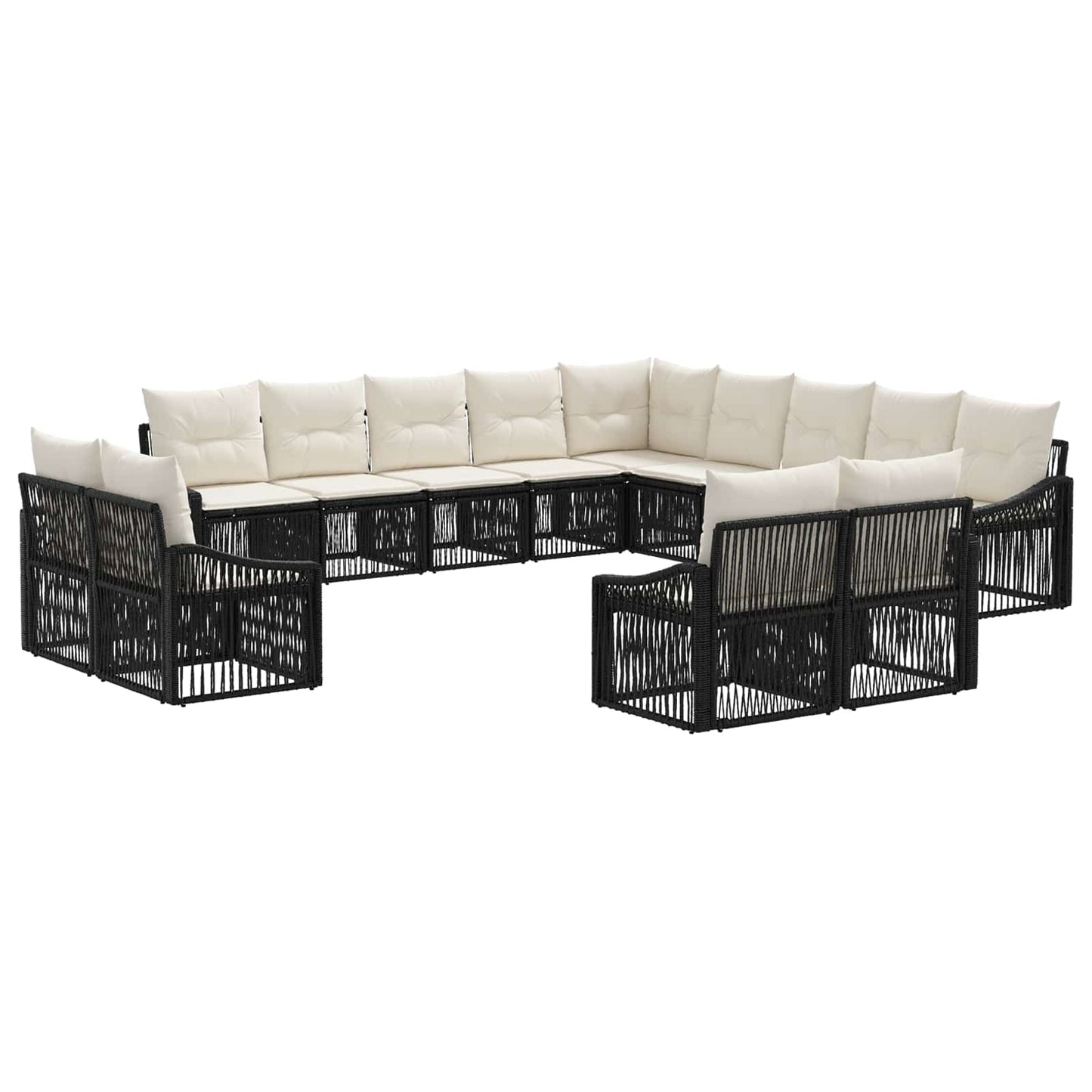 Gartensofa-set 13 pcs Schwarz Poly-Rattan