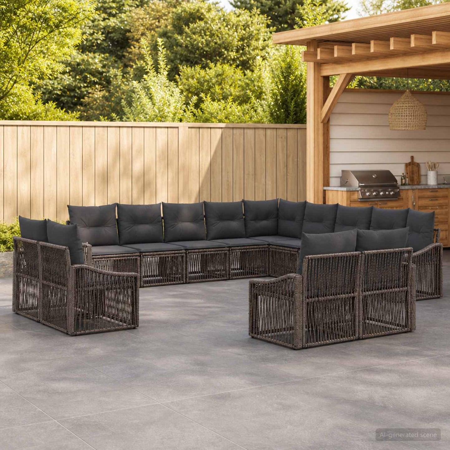 Gartensofa-set 13 pcs Grau Poly-Rattan