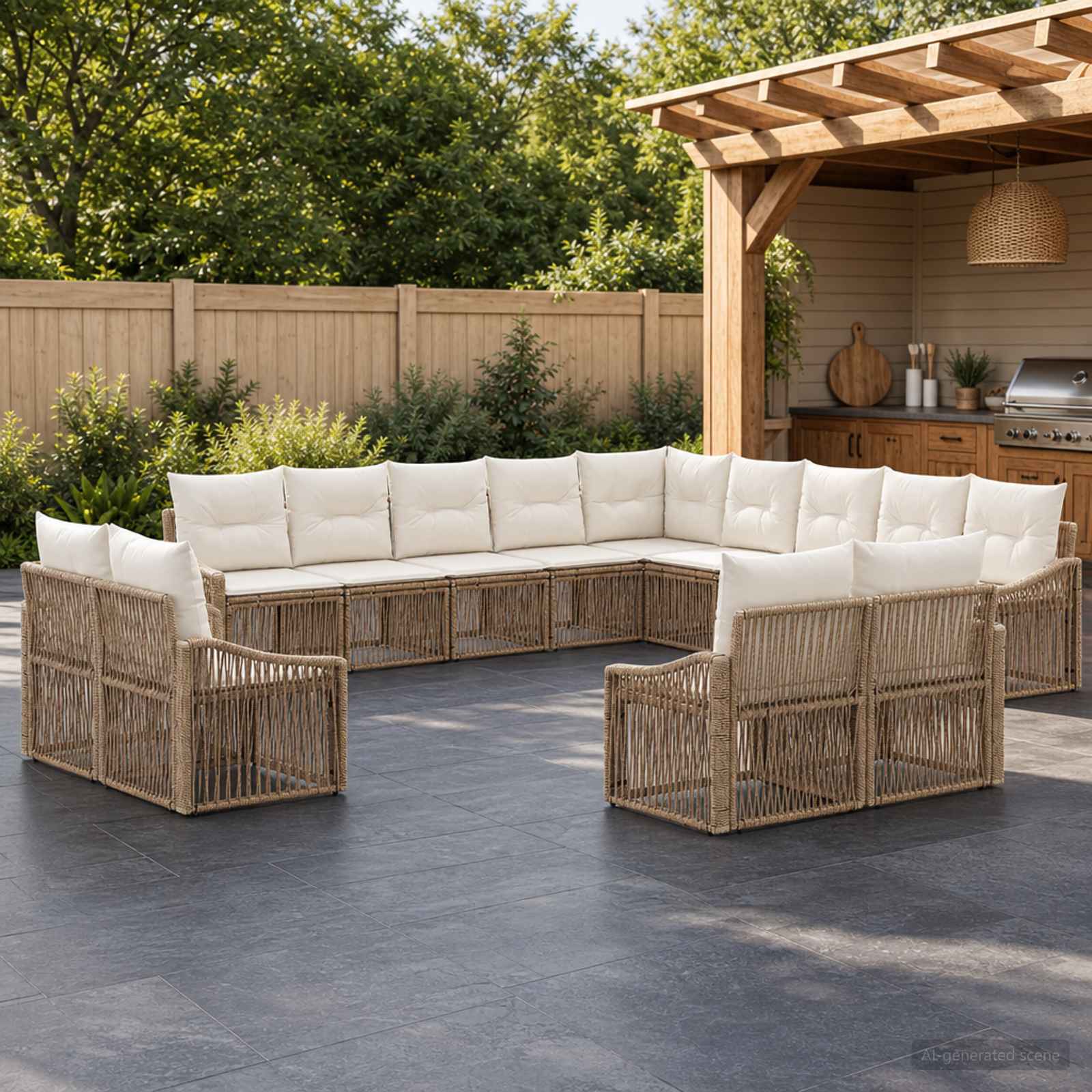 Gartensofa-set 13 pcs Beige Poly-Rattan
