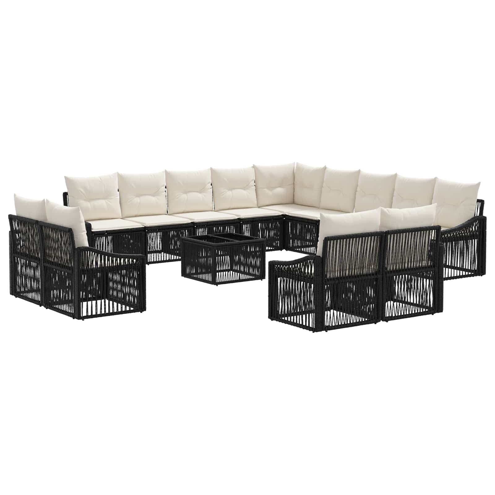 Gartensofa-set 14 pcs Schwarz Poly-Rattan