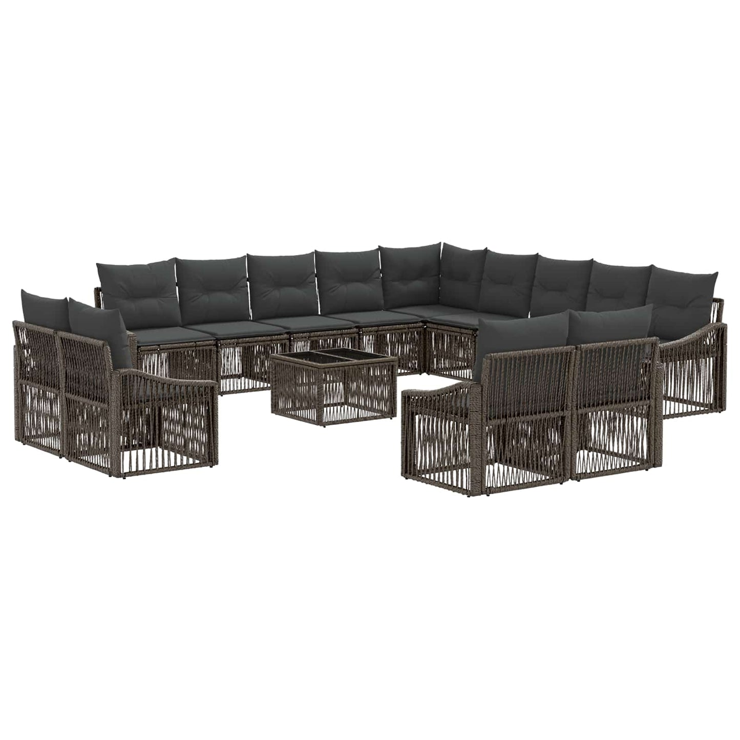 Gartensofa-set 14 stk. Grau Poly-Rattan