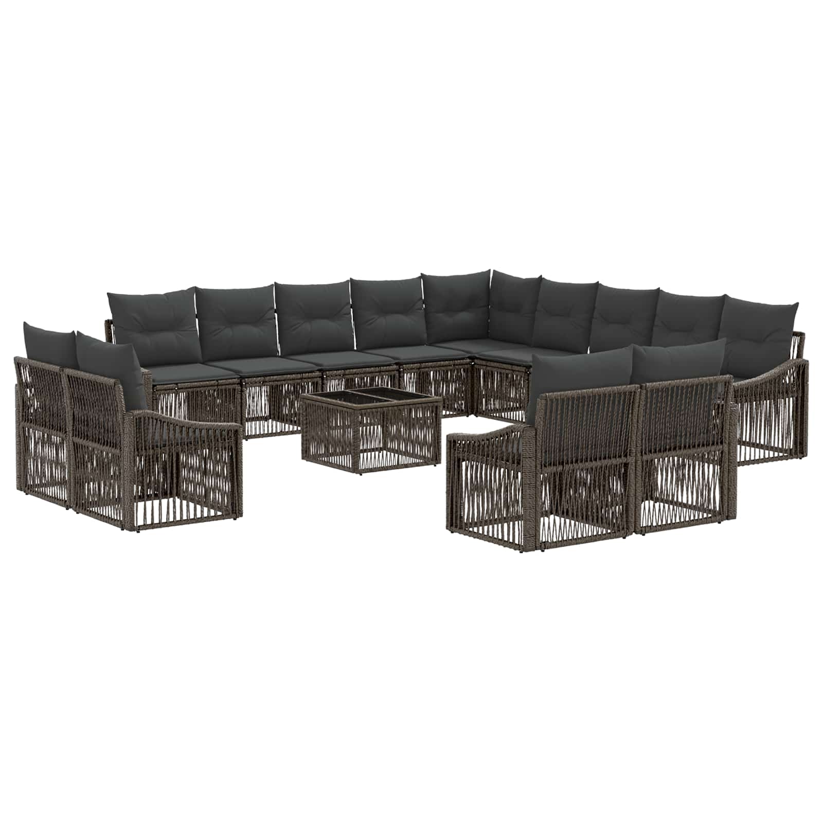 Gartensofa-set 14 stk. Grau Poly-Rattan