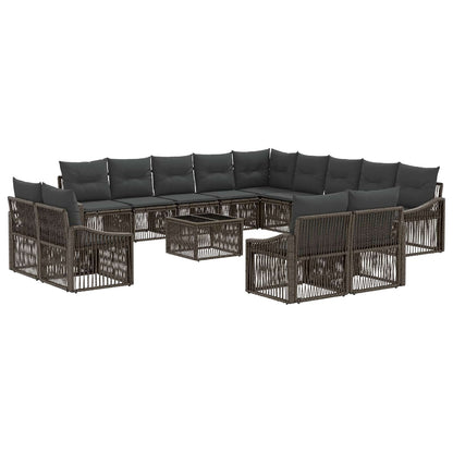 Gartensofa-set 14 stk. Grau Poly-Rattan