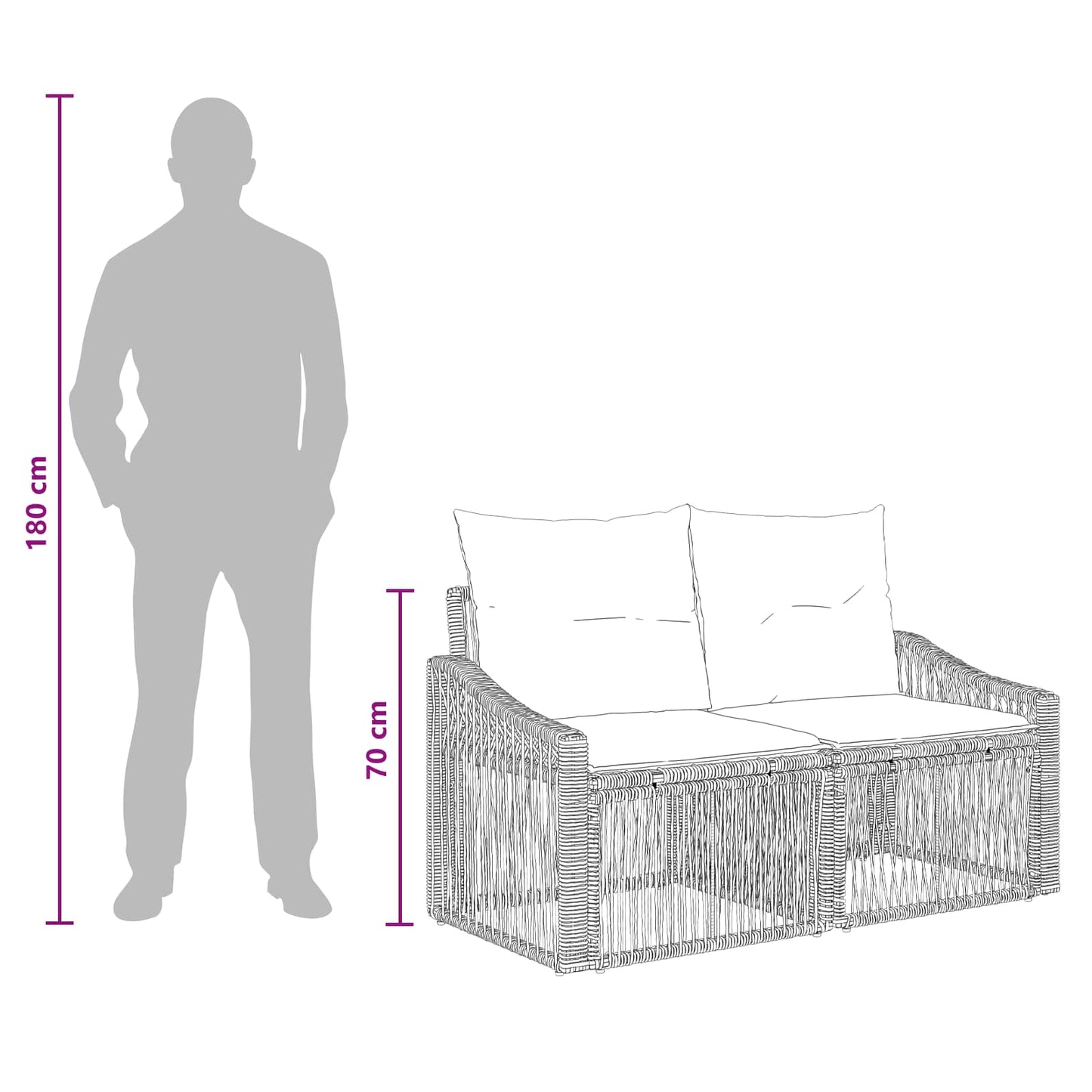 Gartensofa-set 14 stk. Grau Poly-Rattan