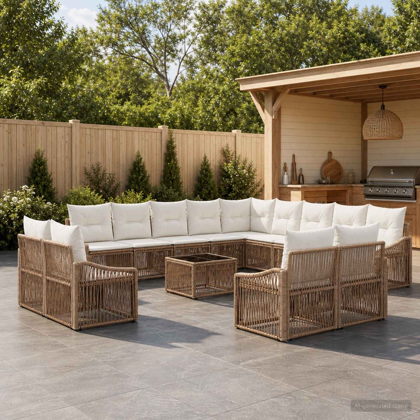Gartensofa-set 14 pcs Beige Poly-Rattan