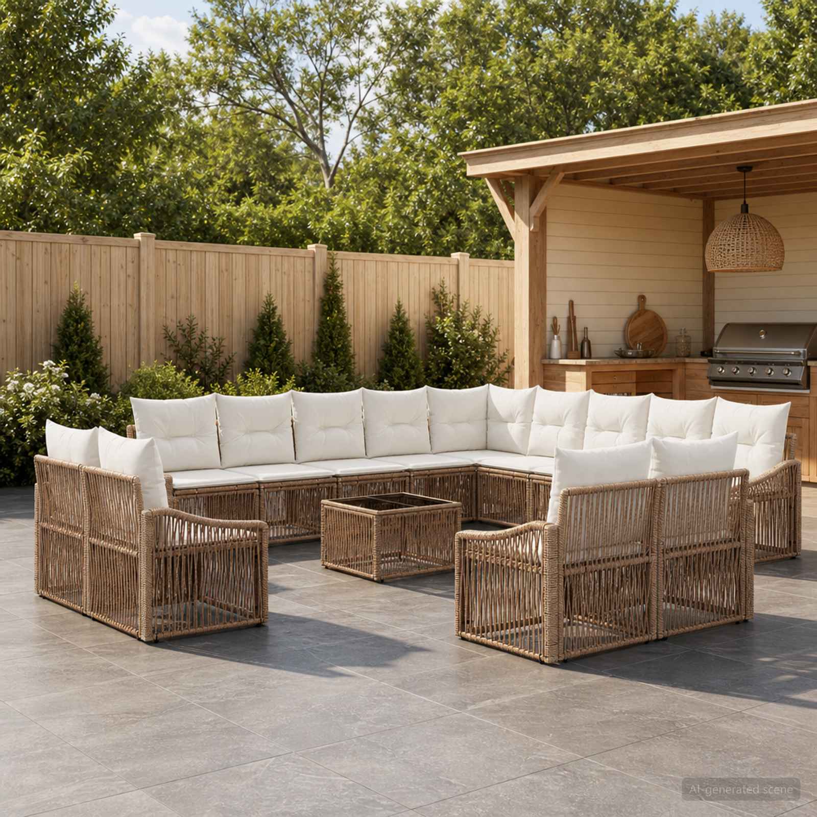 Gartensofa-set 14 pcs Beige Poly-Rattan