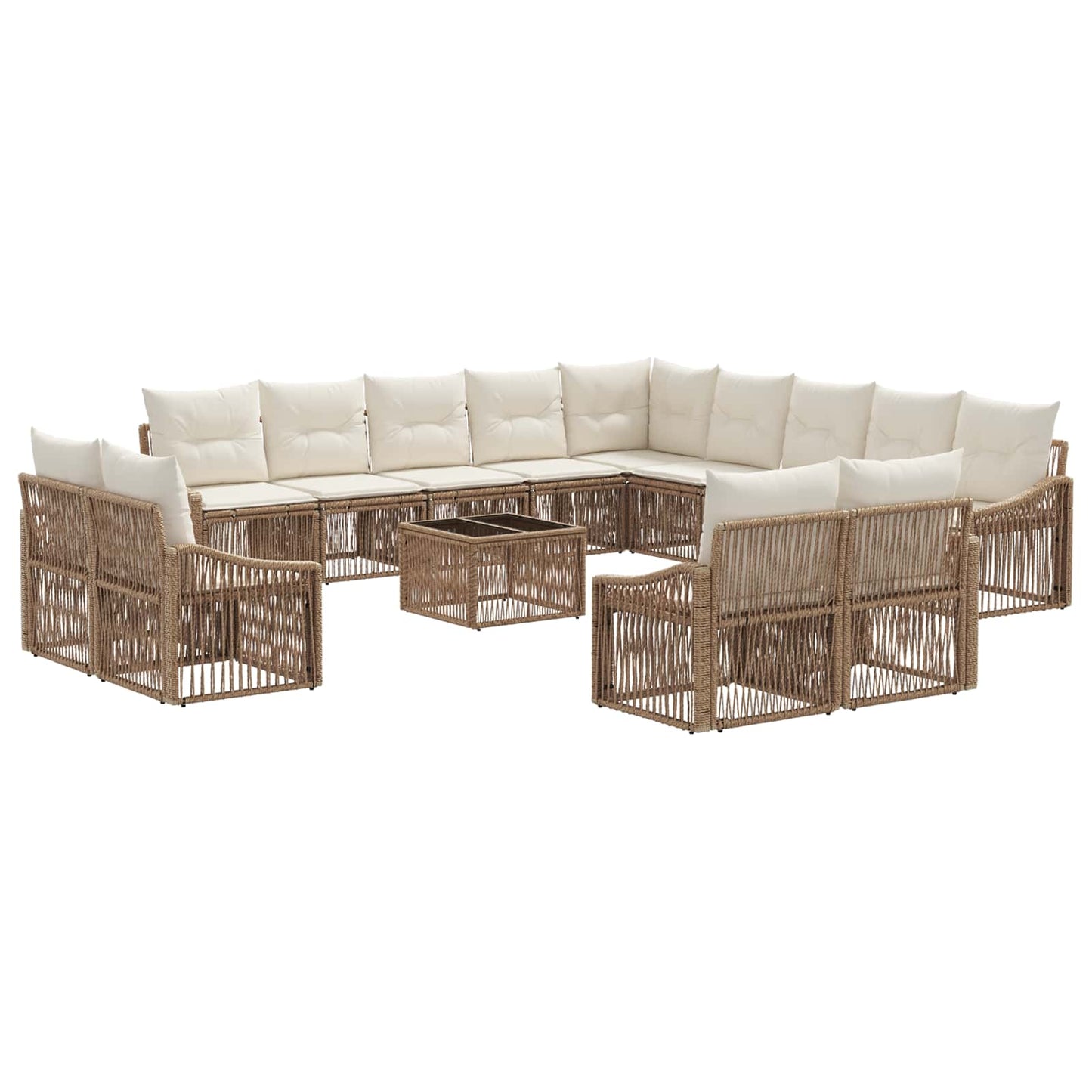 Gartensofa-set 14 pcs Beige Poly-Rattan