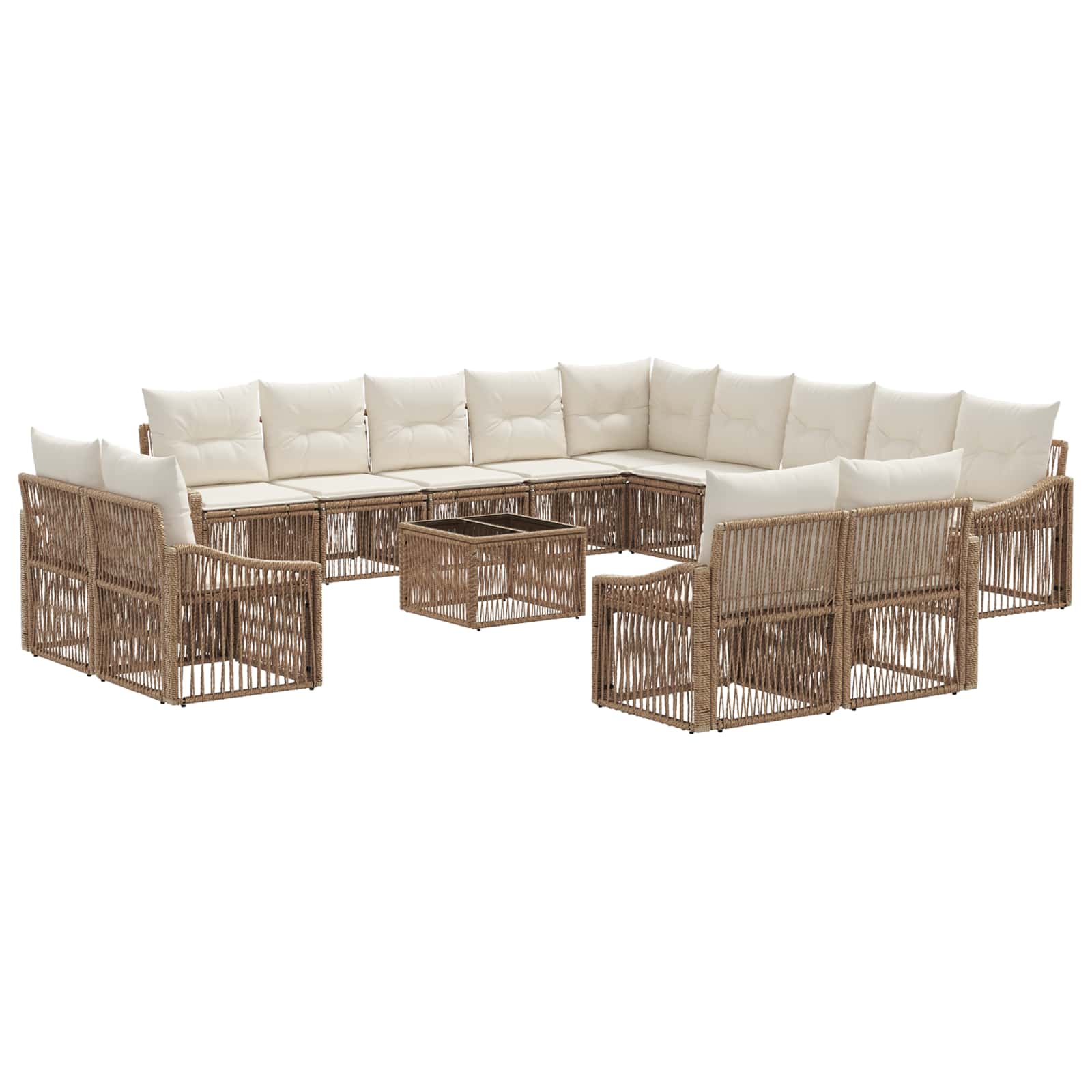 Gartensofa-set 14 pcs Beige Poly-Rattan