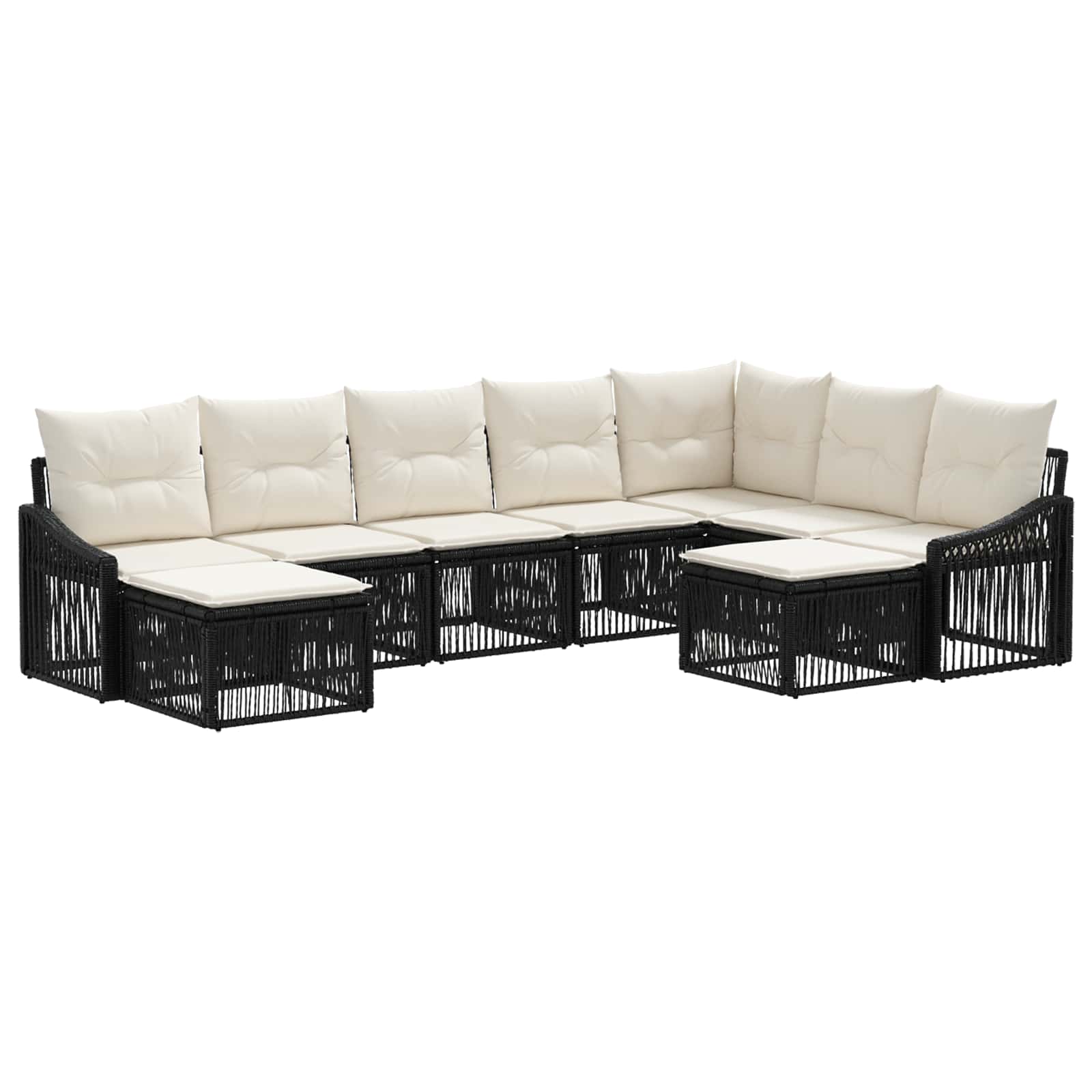 Gartensofa-set 9 pcs Schwarz Poly-Rattan