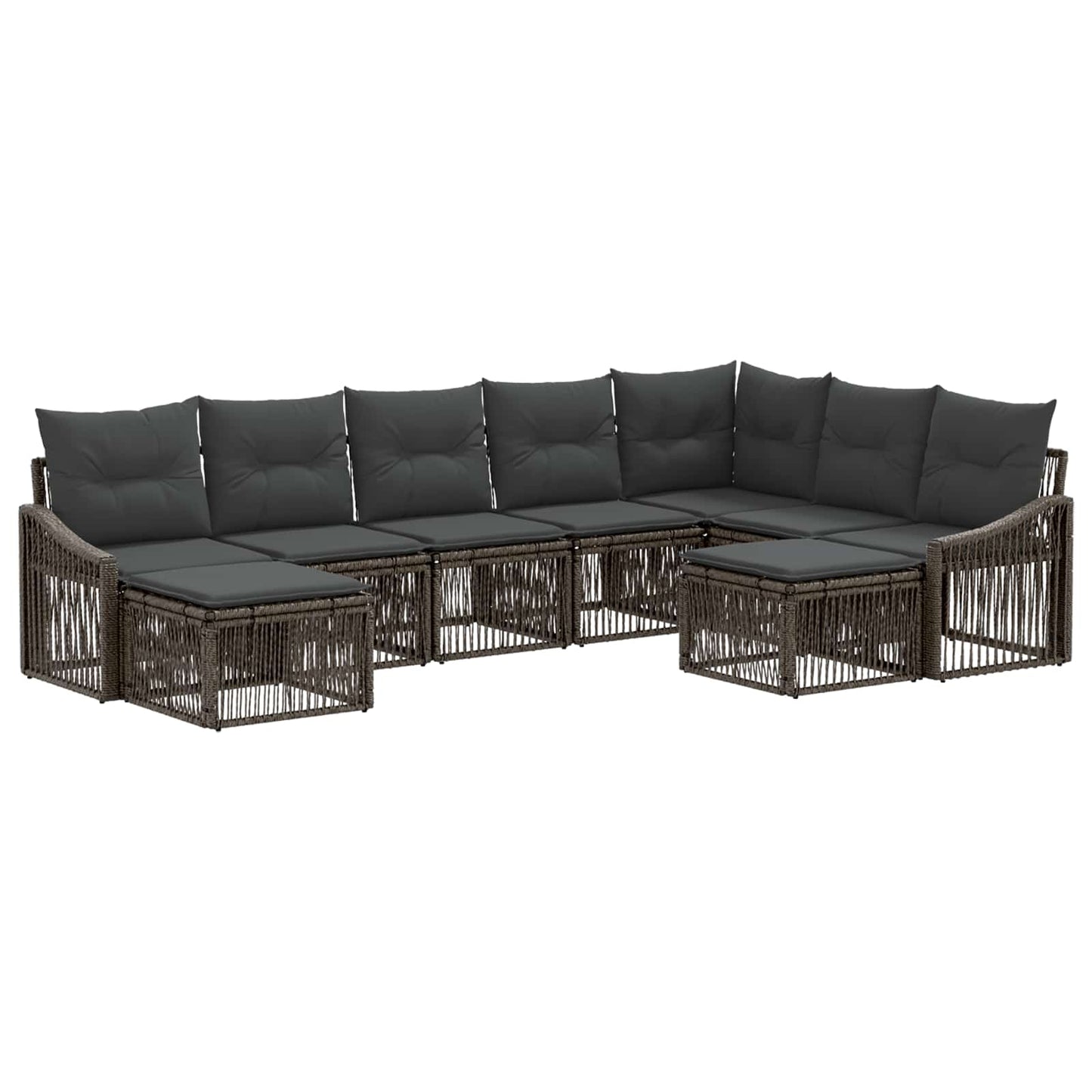 Gartensofa-set 9 stk. Grau Poly-Rattan