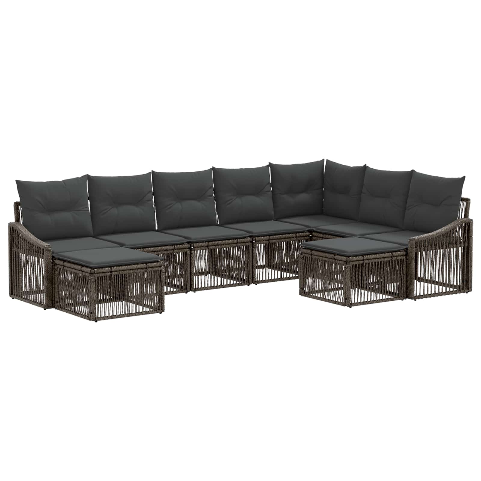 Gartensofa-set 9 stk. Grau Poly-Rattan