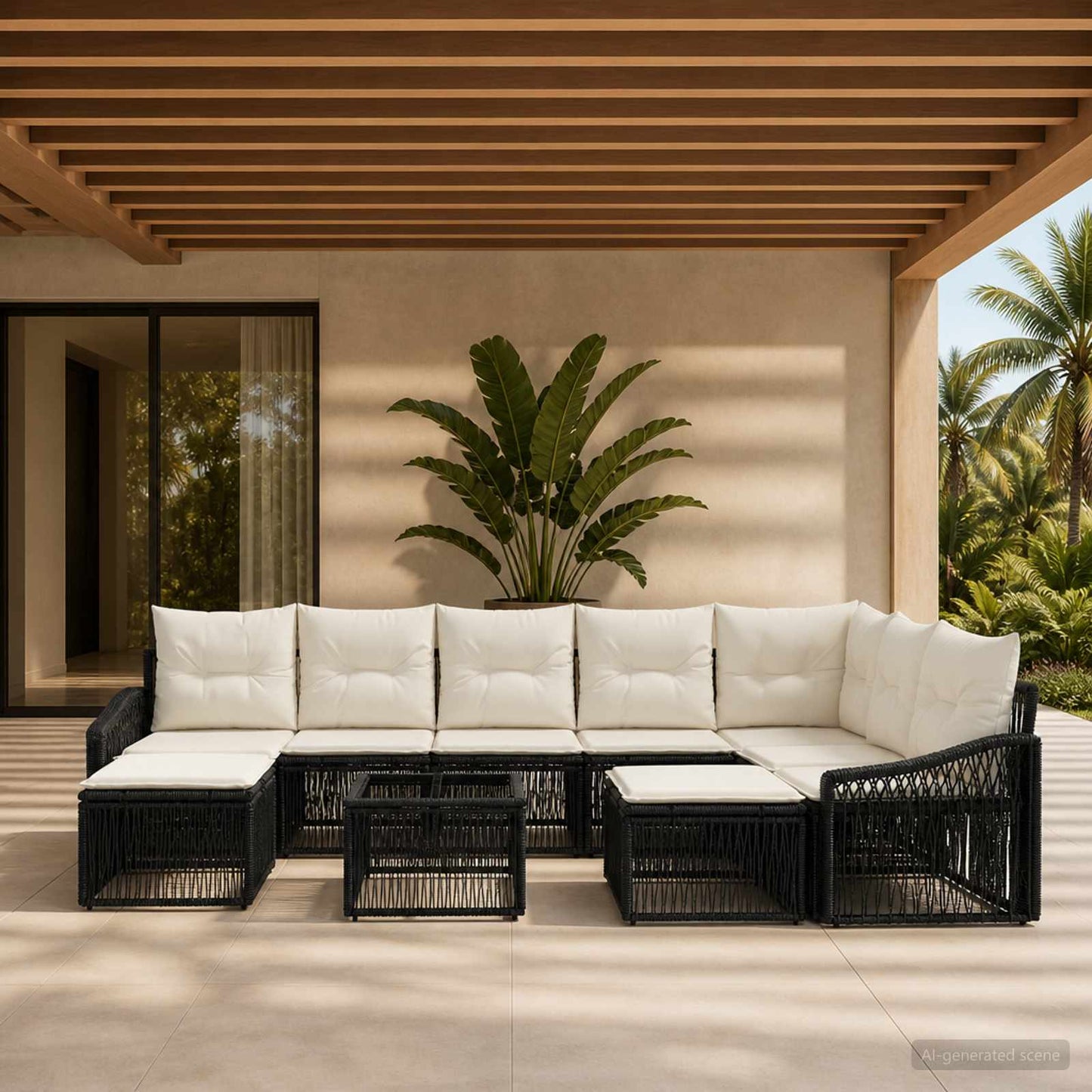 Gartensofa-set 10 pcs Schwarz Poly-Rattan