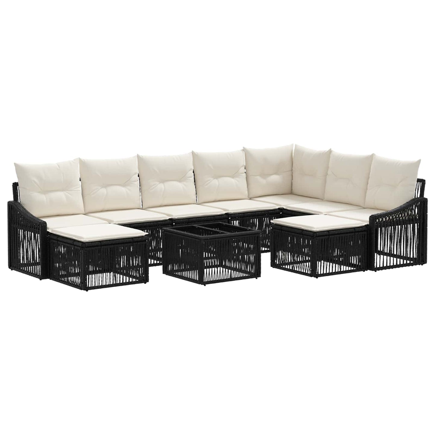 Gartensofa-set 10 pcs Schwarz Poly-Rattan