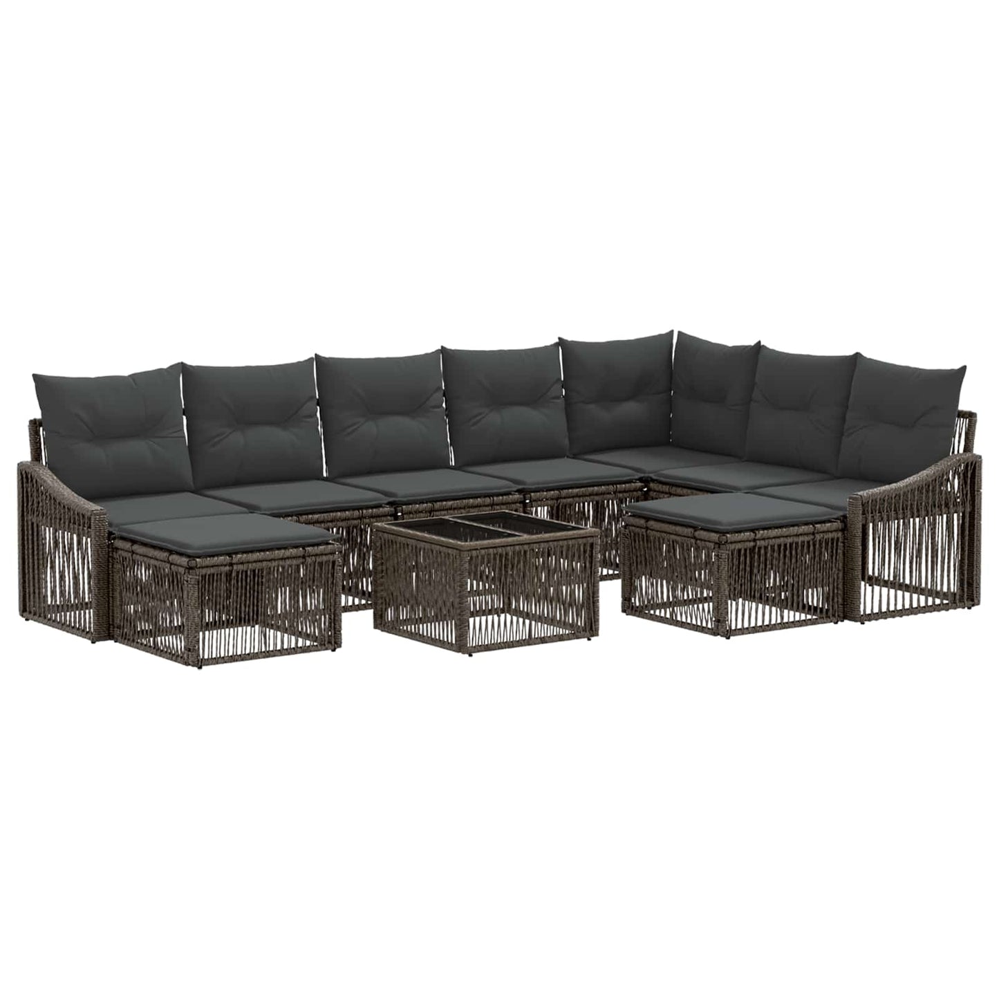 Gartensofa-set 10 stk. Grau Poly-Rattan