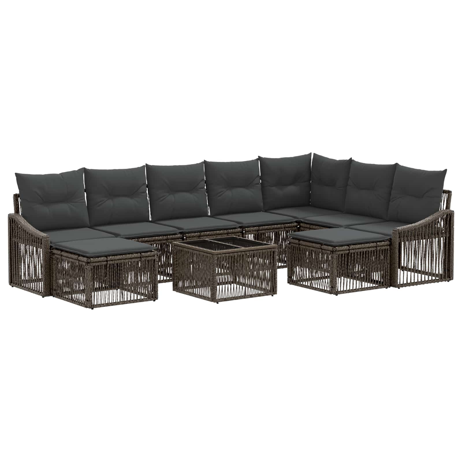Gartensofa-set 10 stk. Grau Poly-Rattan