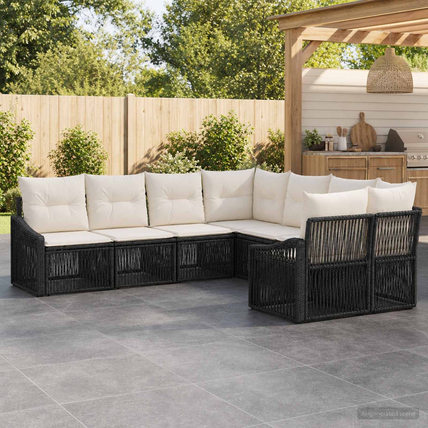 Gartensofa-set 8 stk. 8-Sitzanzahl Schwarz Poly-Rattan