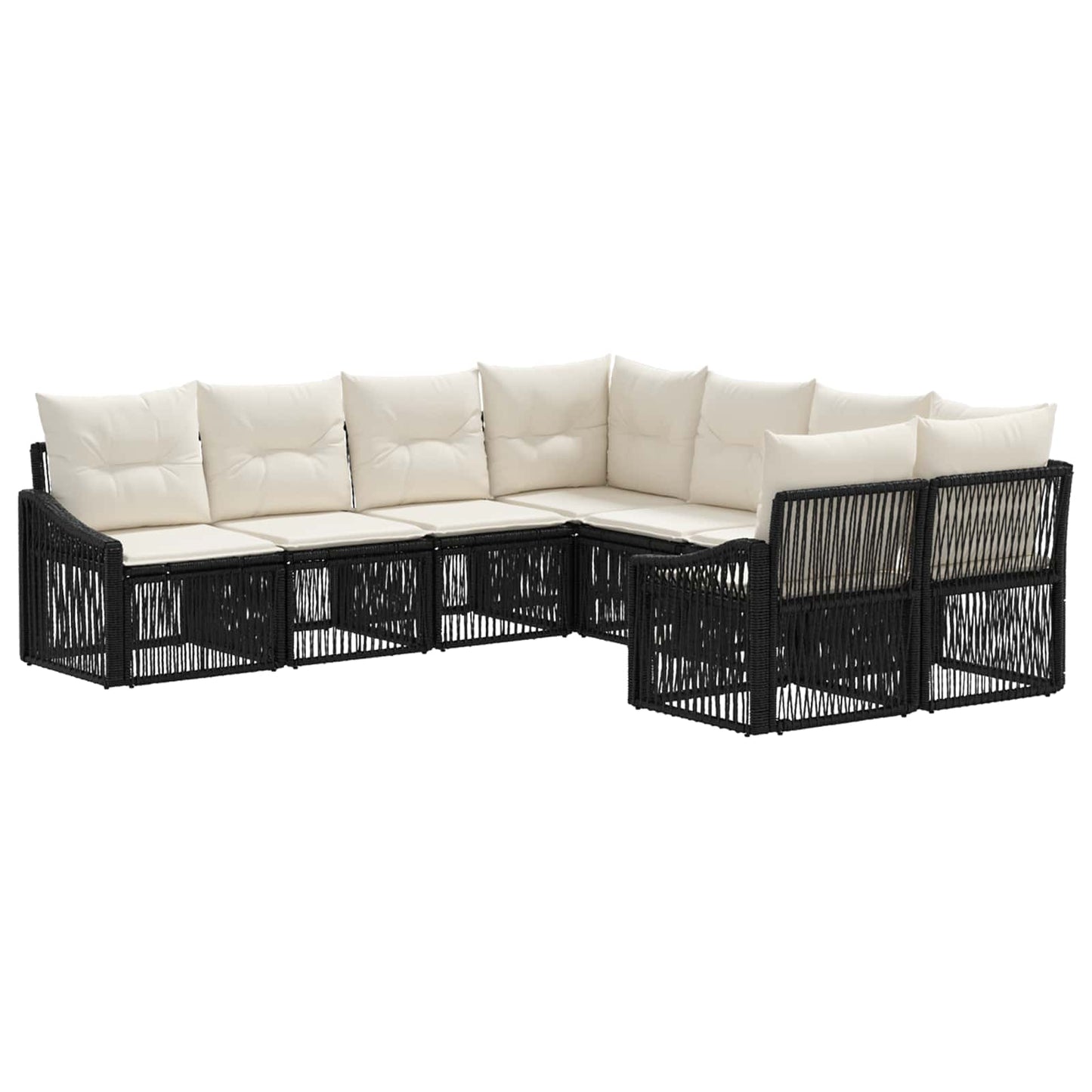 Gartensofa-set 8 stk. 8-Sitzanzahl Schwarz Poly-Rattan