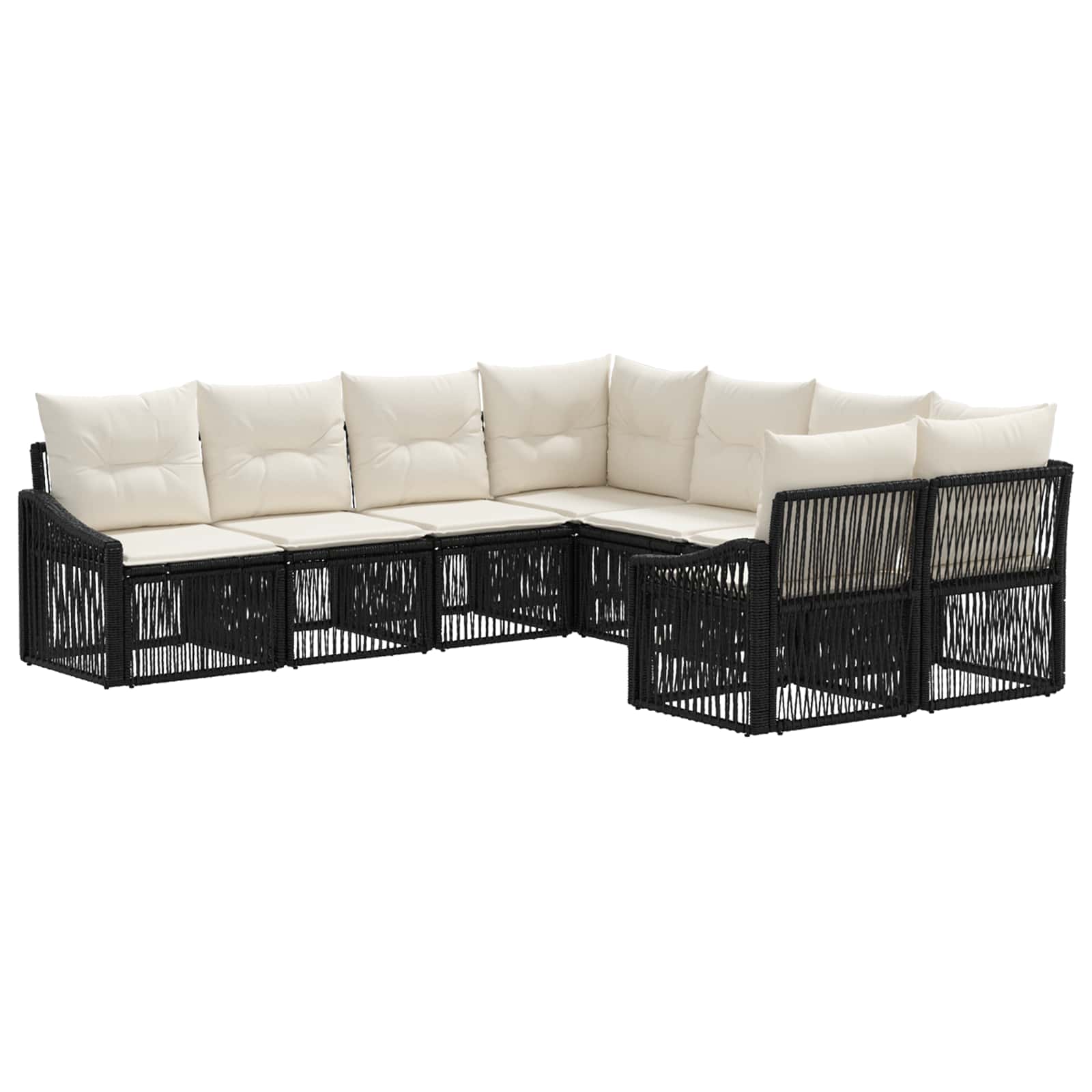 Gartensofa-set 8 stk. 8-Sitzanzahl Schwarz Poly-Rattan