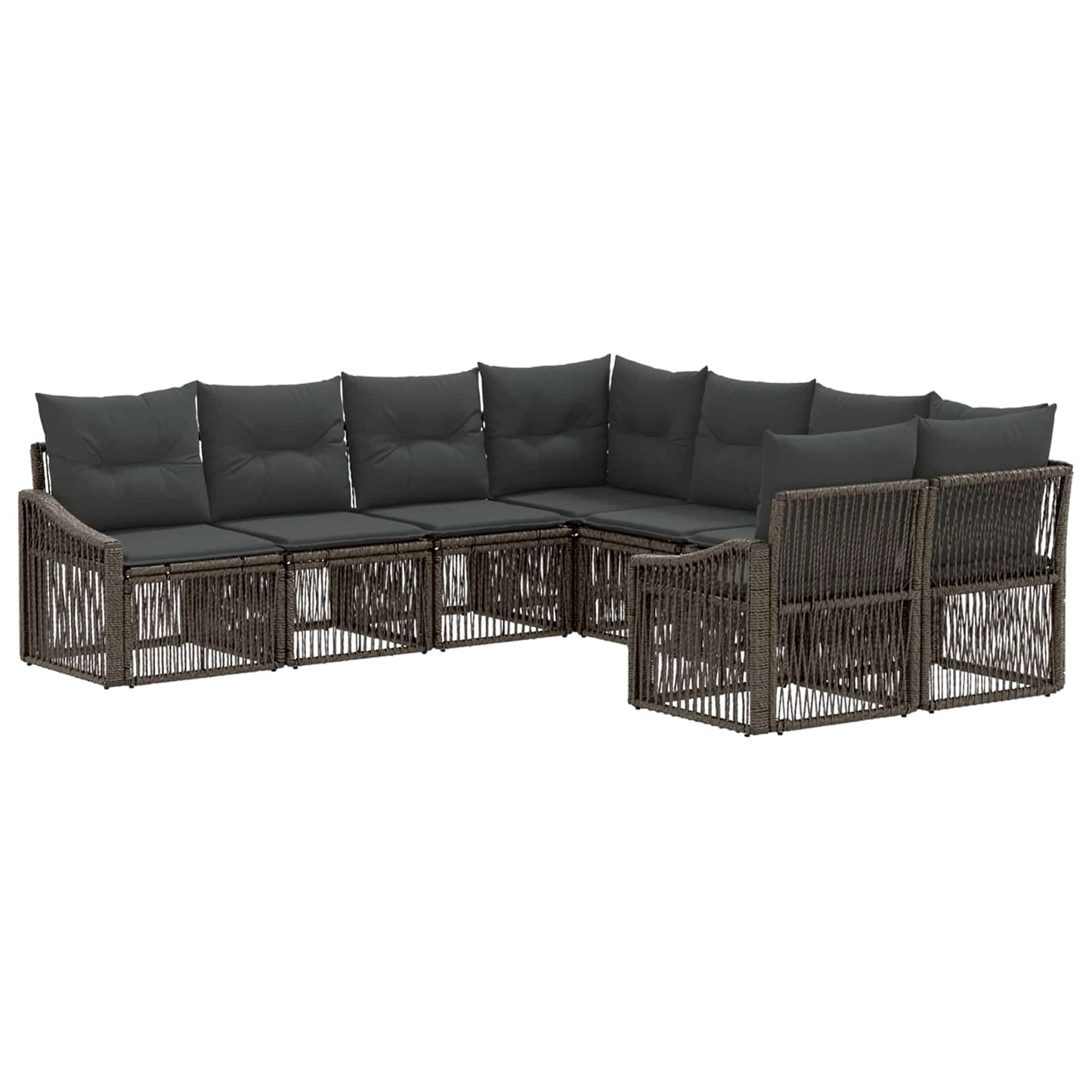 Gartensofa-set 8 stk. 8-Sitzanzahl Grau Poly-Rattan